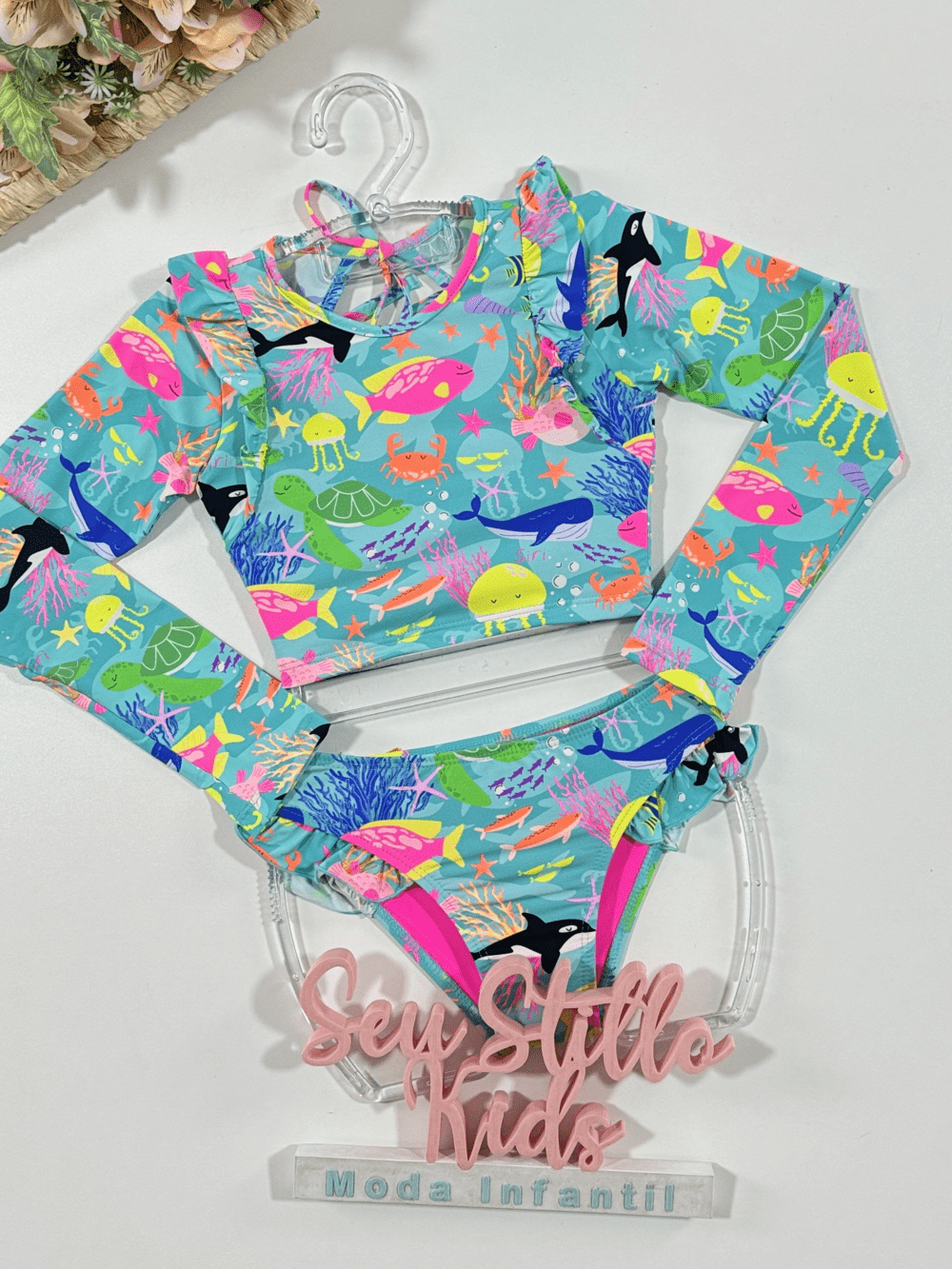 Biquíni Infantil Siri Kids Cropped Manga longa Talita Sea 39132