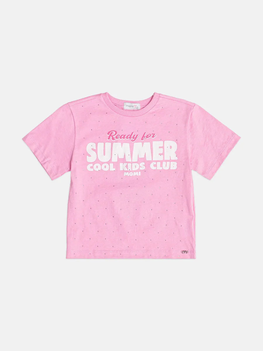 Blusa Infantil Menina Momi Rosa Summer Strass