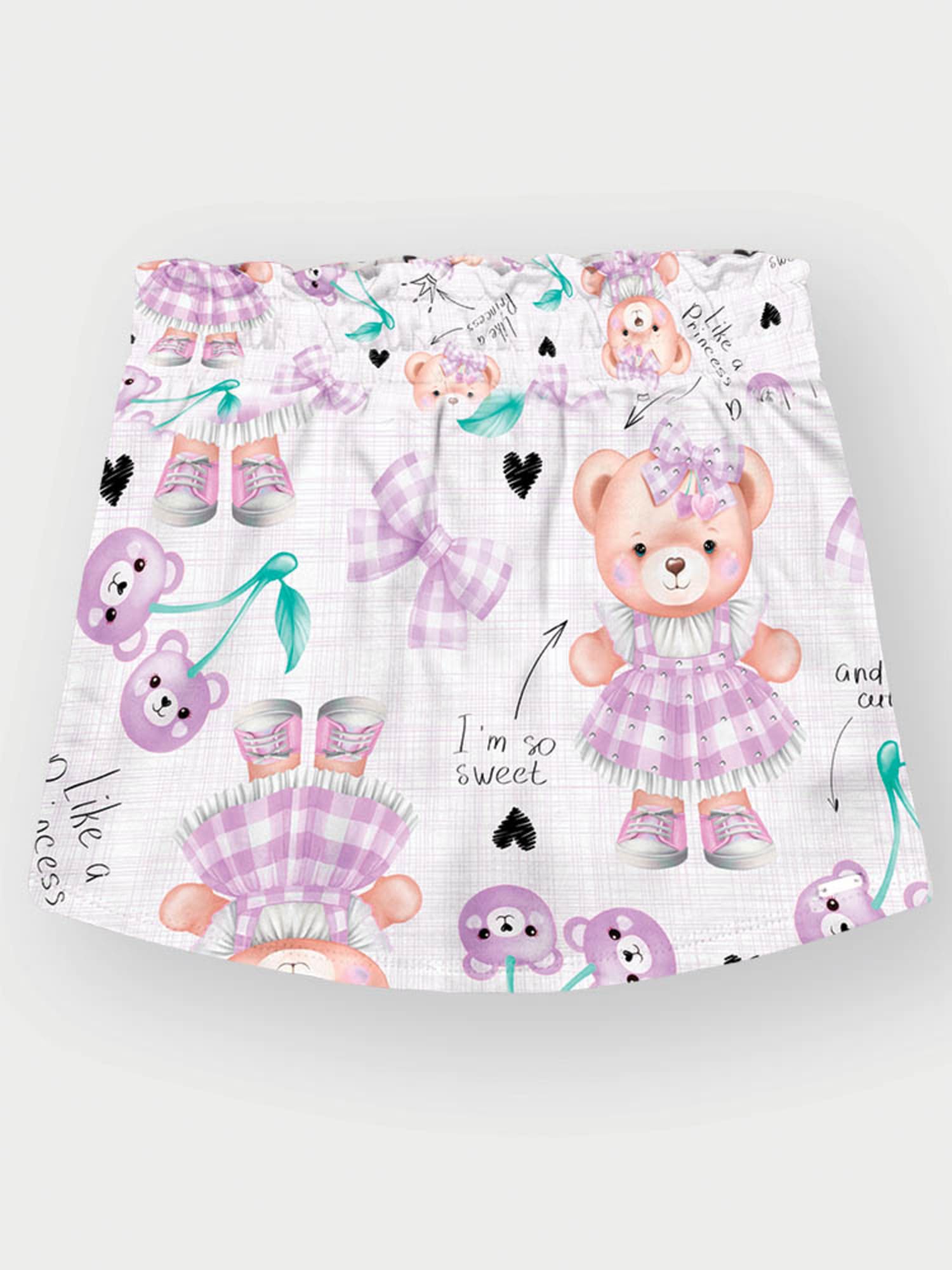Conjunto Infantil Cinti Verão com Shorts Saia e Blusa Lilás Lacinhos