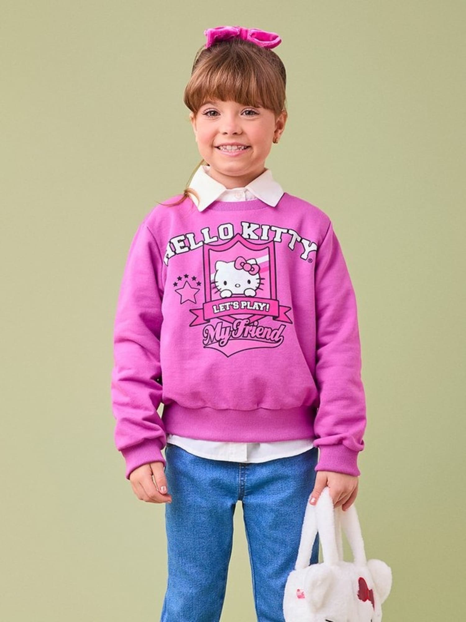 Moletom Infantil Momi Inverno sem Flanela Roxo Hello Kitty