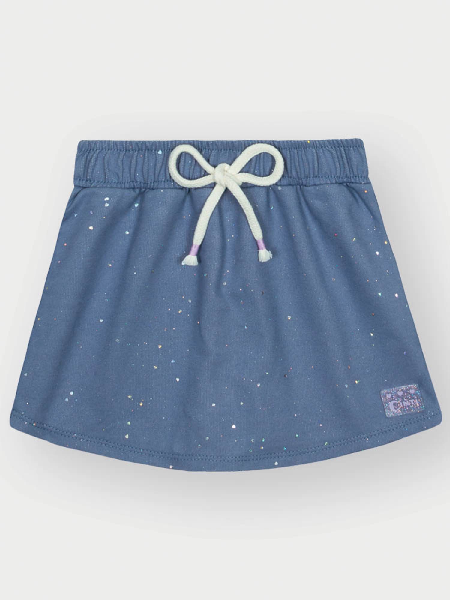 Conjunto Infantil Cinti Verão com Shorts Saia e Cropped com Colete Azul
