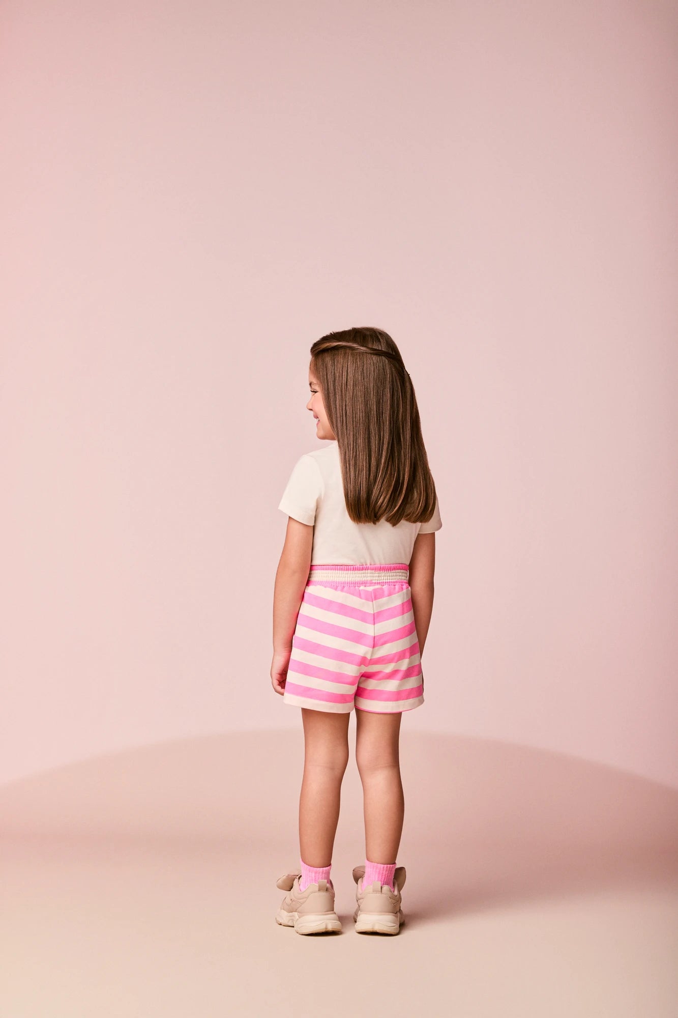 Conjunto Infantil Momi Inverno com Shorts Saia Listrado e Blusa Manga Longa Cerejinha Love