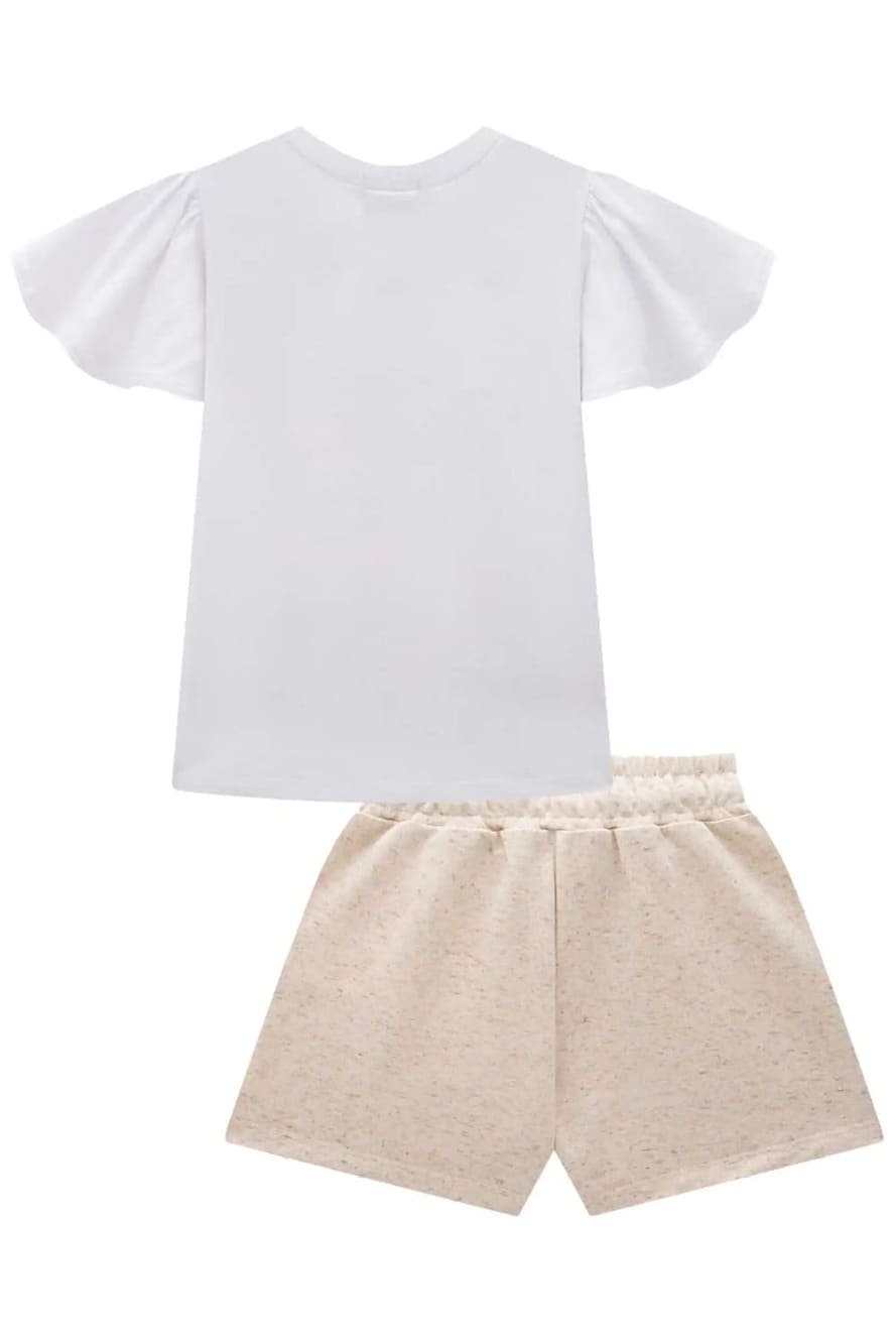 Conjunto Infantil Kukiê Verão Shorts e Blusa Ursinha Floresta