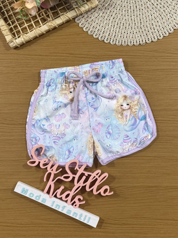 Shorts Infantil Cinti Verão Lilás Sereia