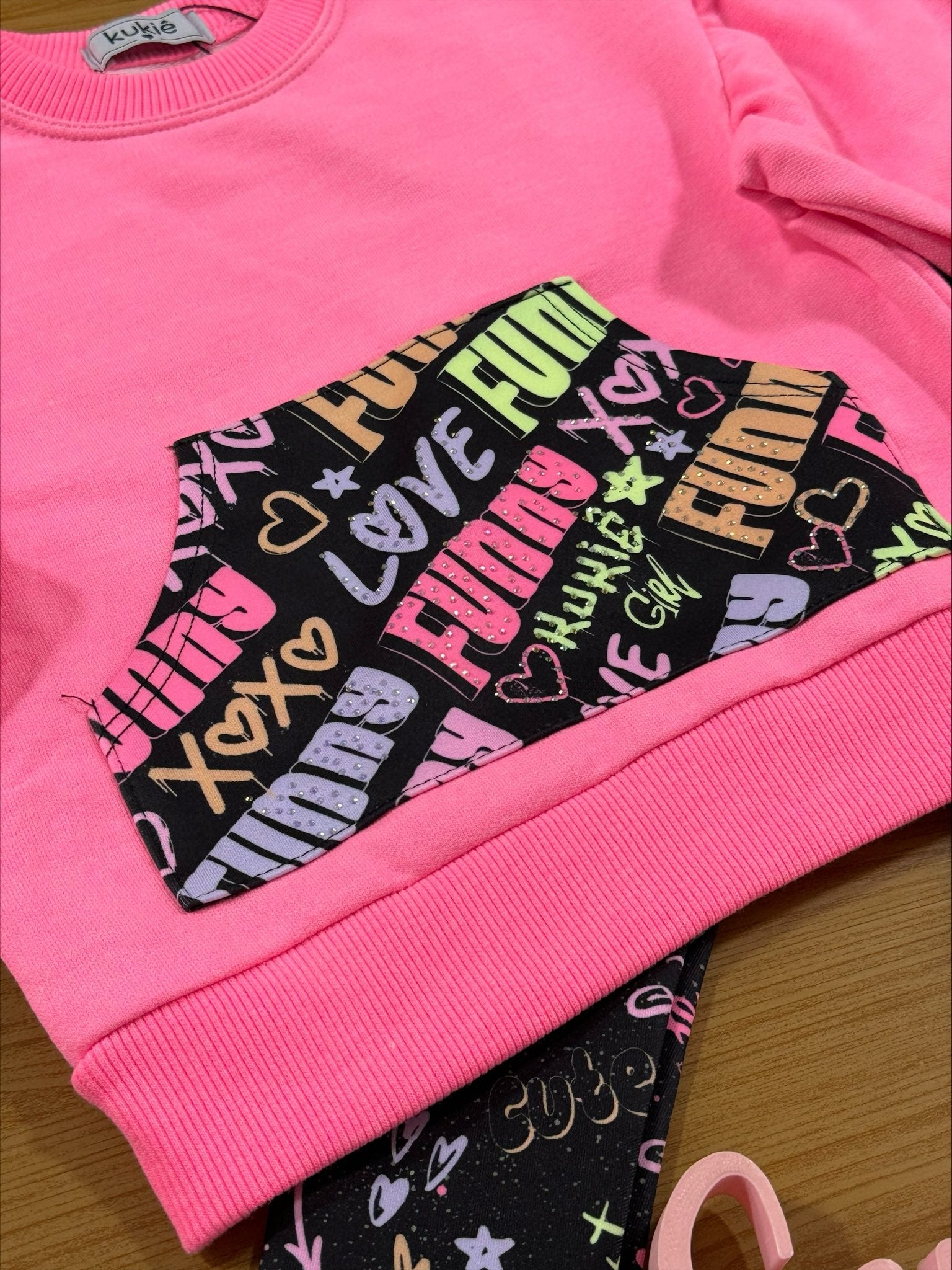 Conjunto Infantil Kukie Inverno Calça e Moletom Neon Fun