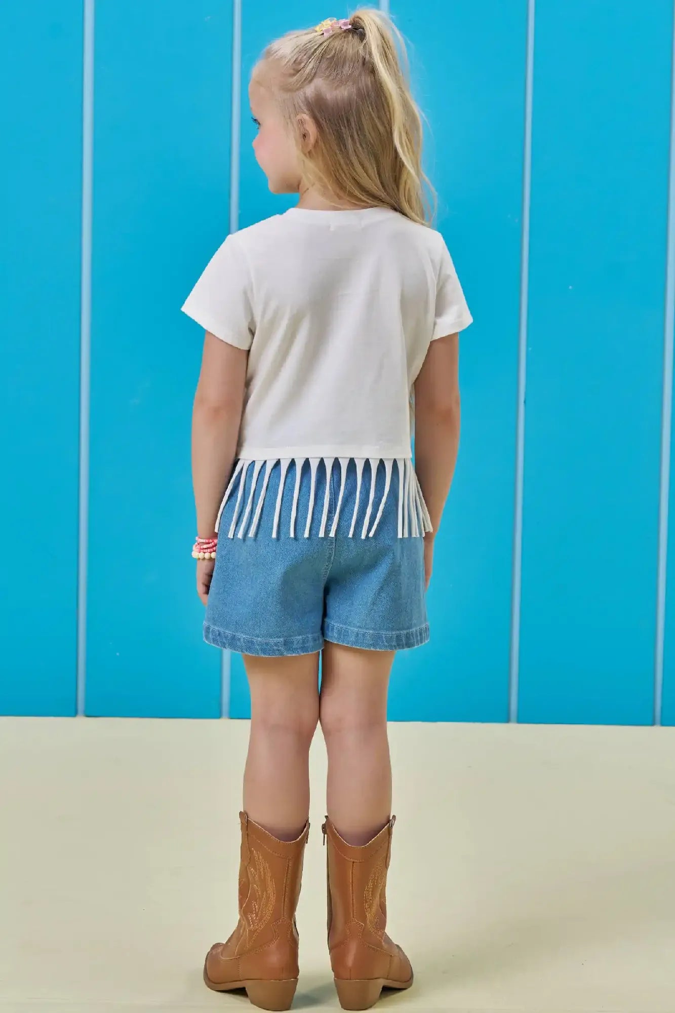 Shorts Infantil Menina Kukiê Jeans Corações