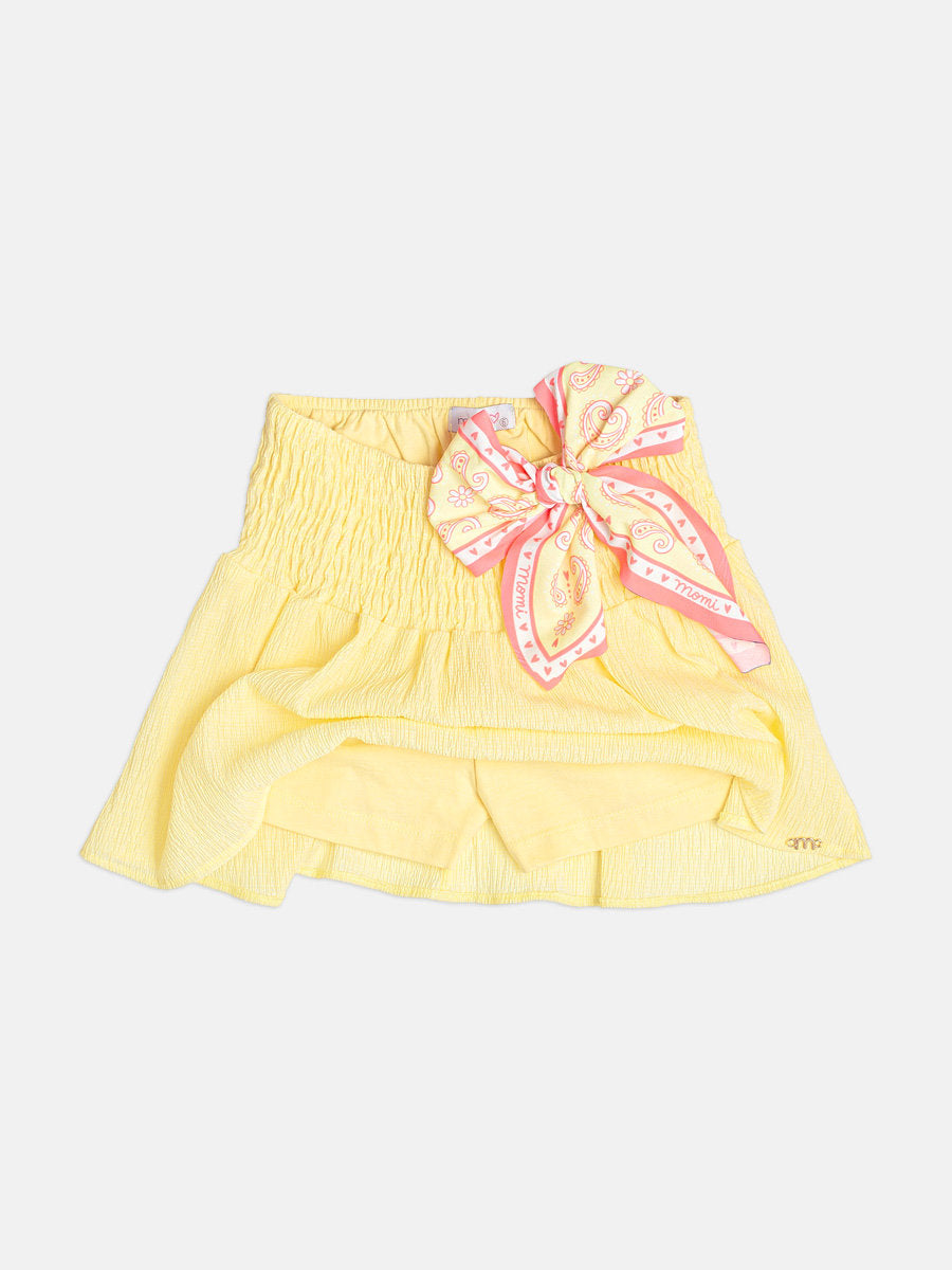 Conjunto Infantil Menina Momi com Saia Amarela e Blusa Ursinho Pooh Strass Disney