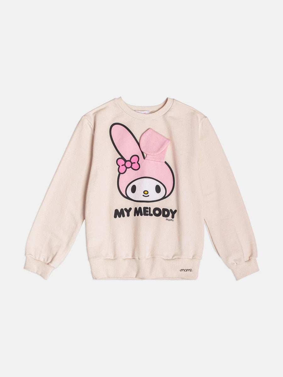 Moletom Infantil Momi Inverno sem Flanela Bege My Melody