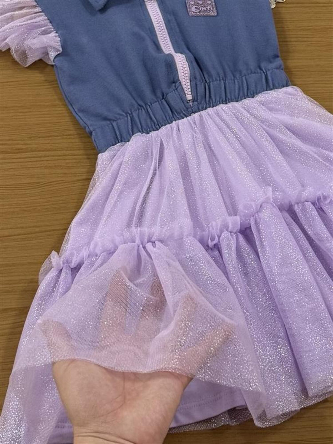 Vestido Infantil Cinti Verão Azul com Detalhes em Tule
