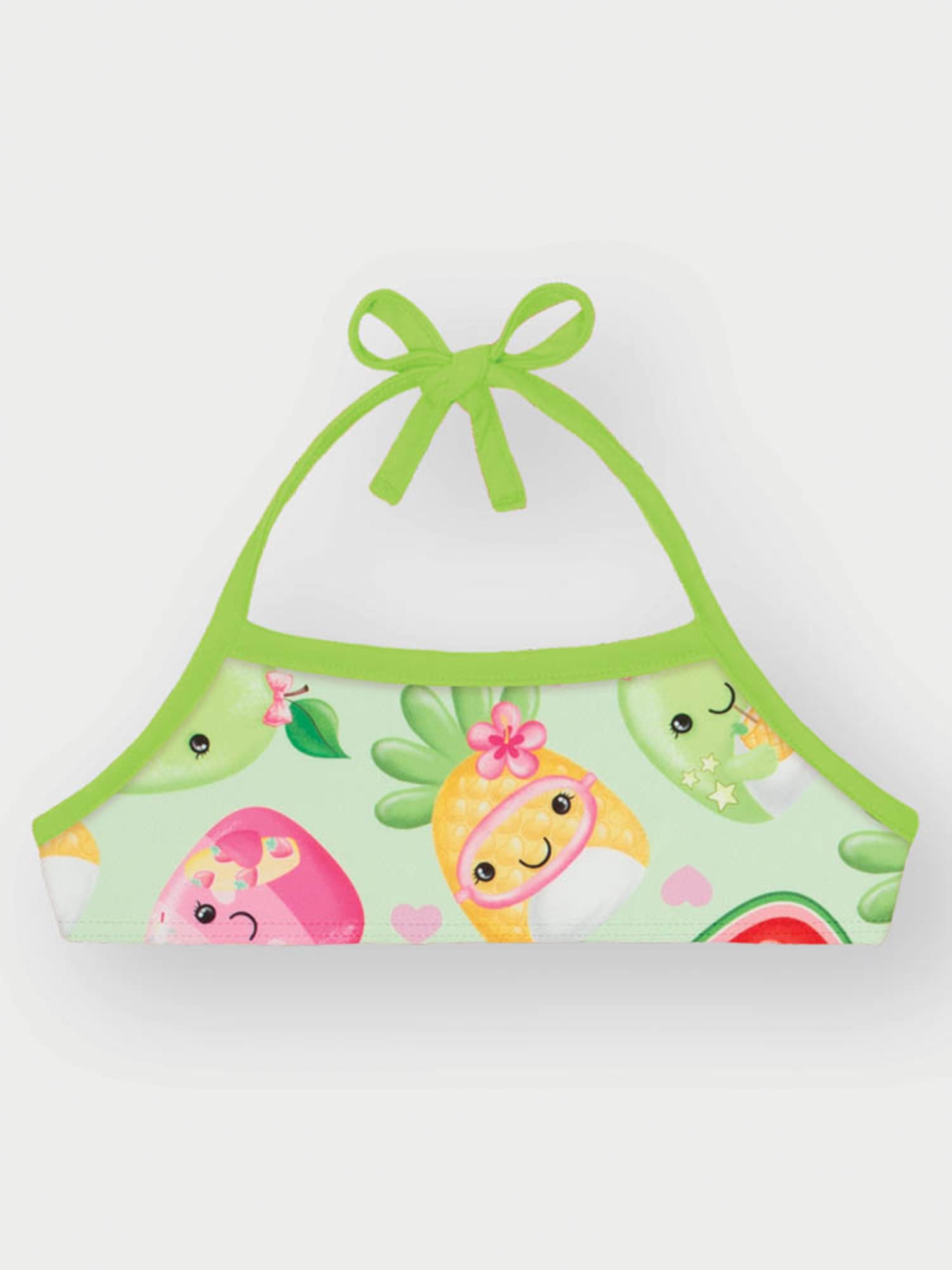 Biquíni Infantil Cinti Verão com Cropped  Manga Longa Verde Neon Fresh