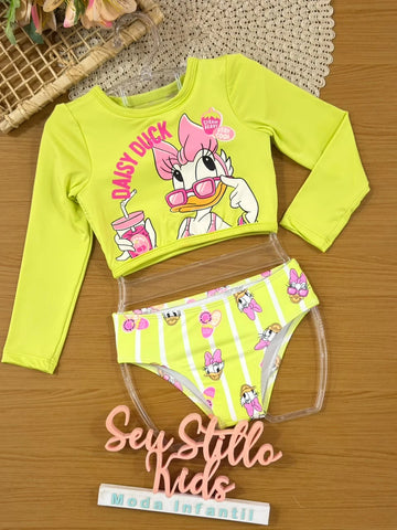 Biquíni Infantil Momi Verde Daisy Duck Disney
