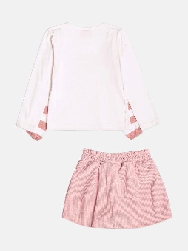 Conjunto Infantil Momi Inverno com Saia Rosa e Blusa Manga Longa Charming Days