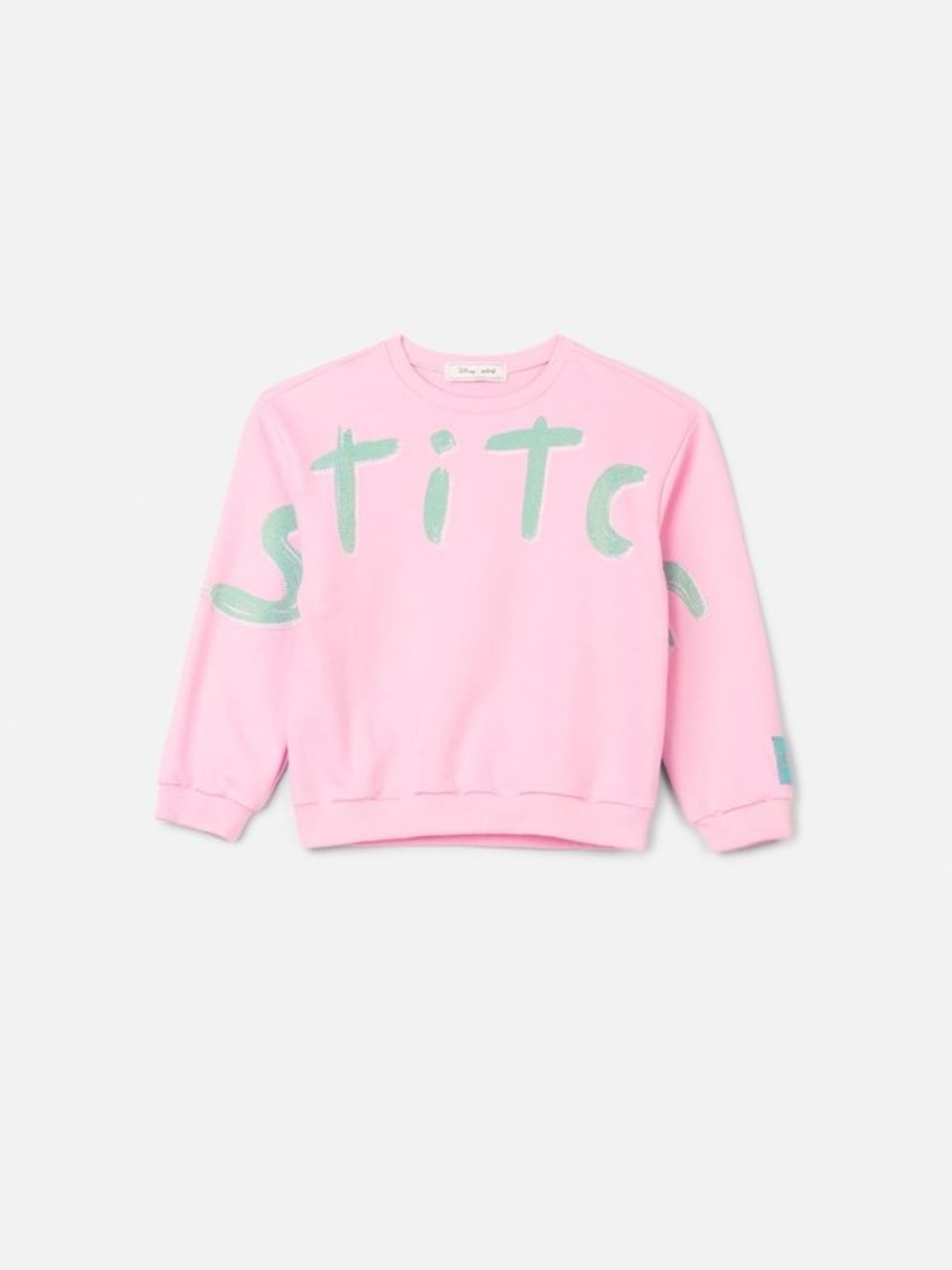 Moletom Infantil Animê Inverno Rosa sem Flanela Stitch com Strass Disney