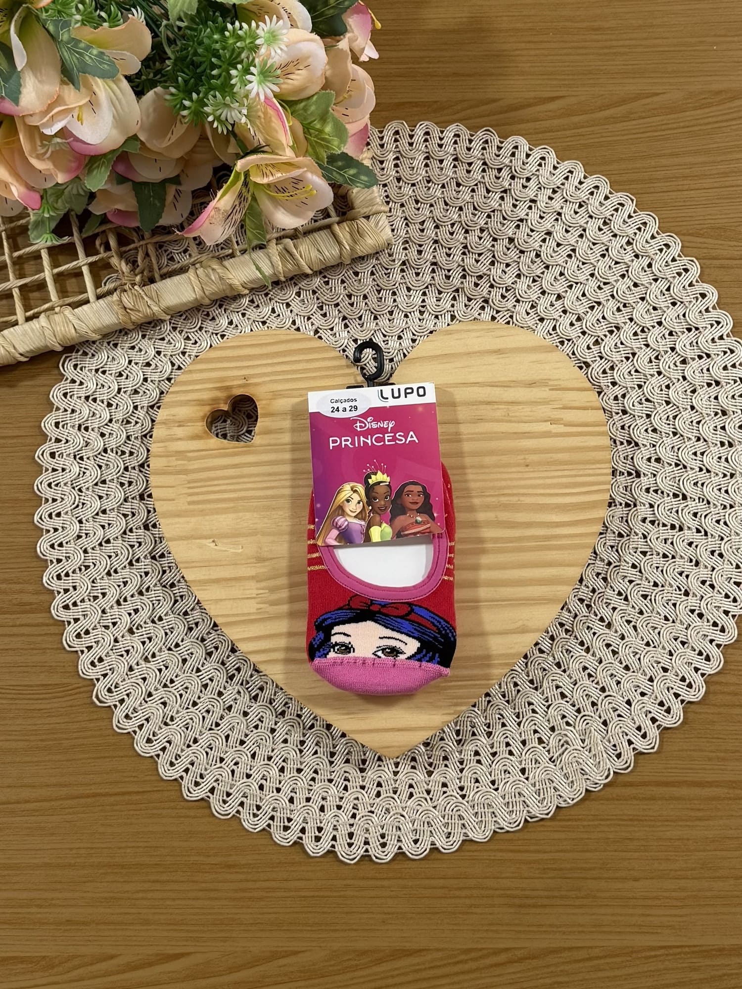 Meia Infantil Lupo Sapatilha Antiderrapante Branca de Neve Disney