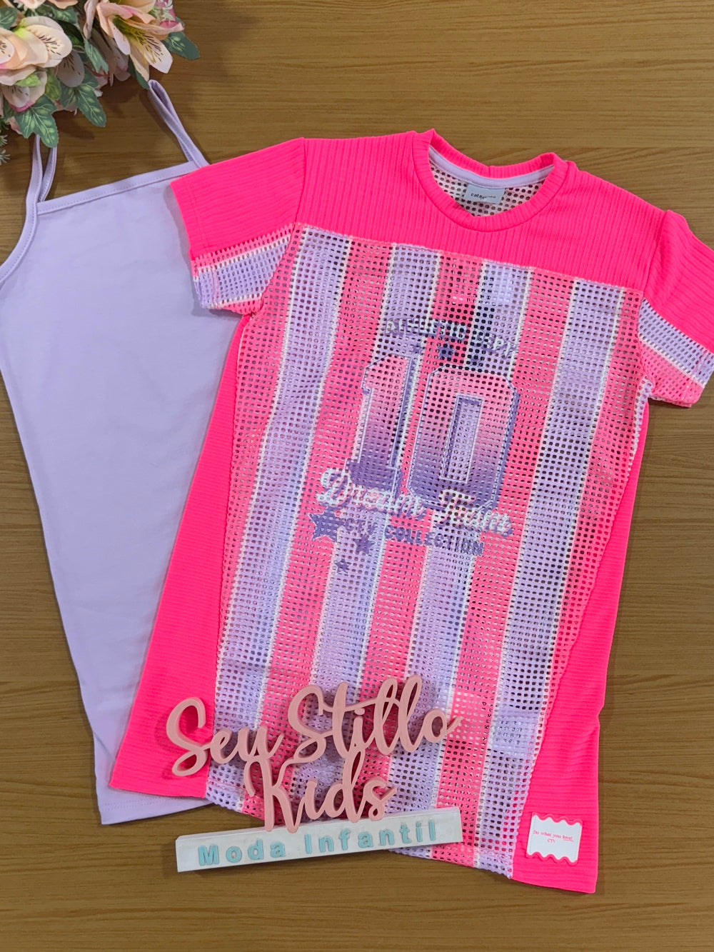 Vestido Infantil Catavento Verão Tela Neon