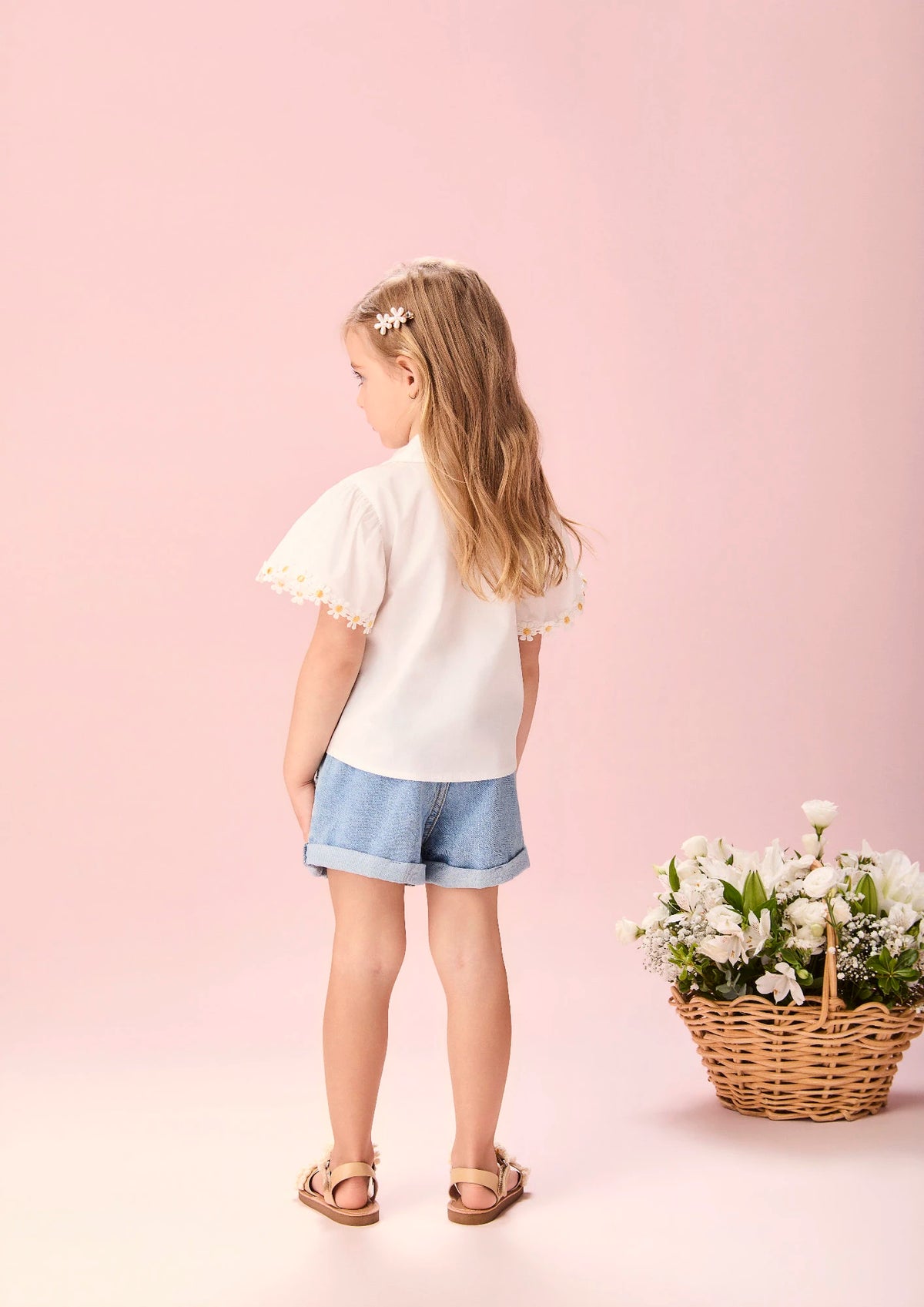 Camisa Infantil Menina Momi Off White Floral