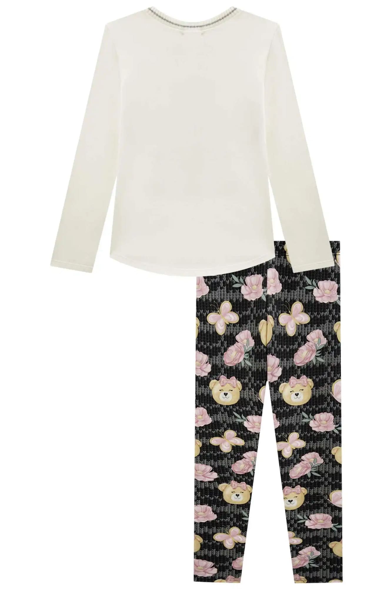 Conjunto Infantil Kukiê Inverno com Calça Legging Verde e Blusa Manga Longa Ursinhas