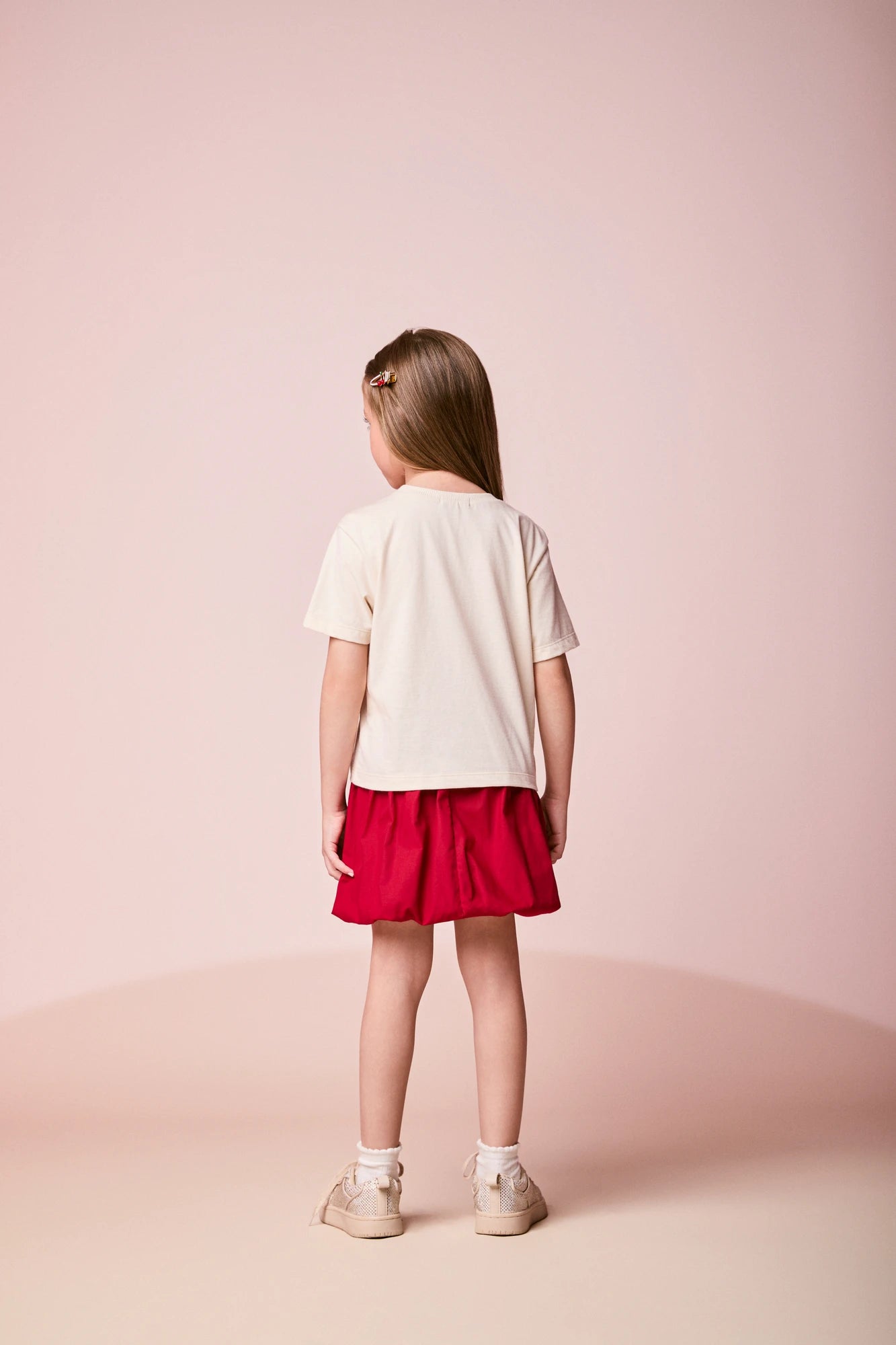 Conjunto Infantil Momi Inverno com Saia  Balonê Vermelha e Blusa Manga Curta Cherries