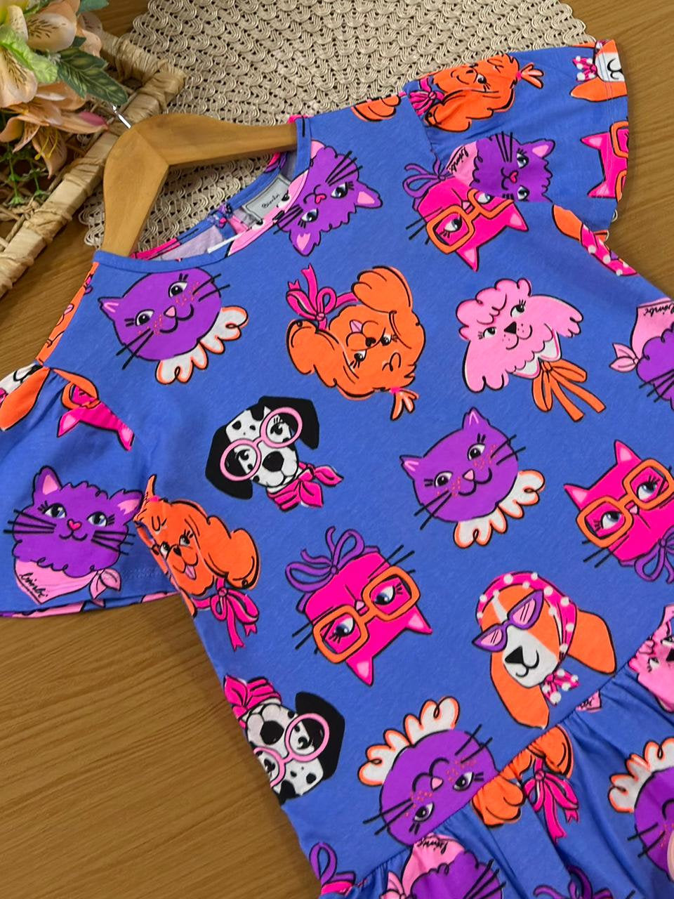 Vestido Infantil Bimbi Azul Pets