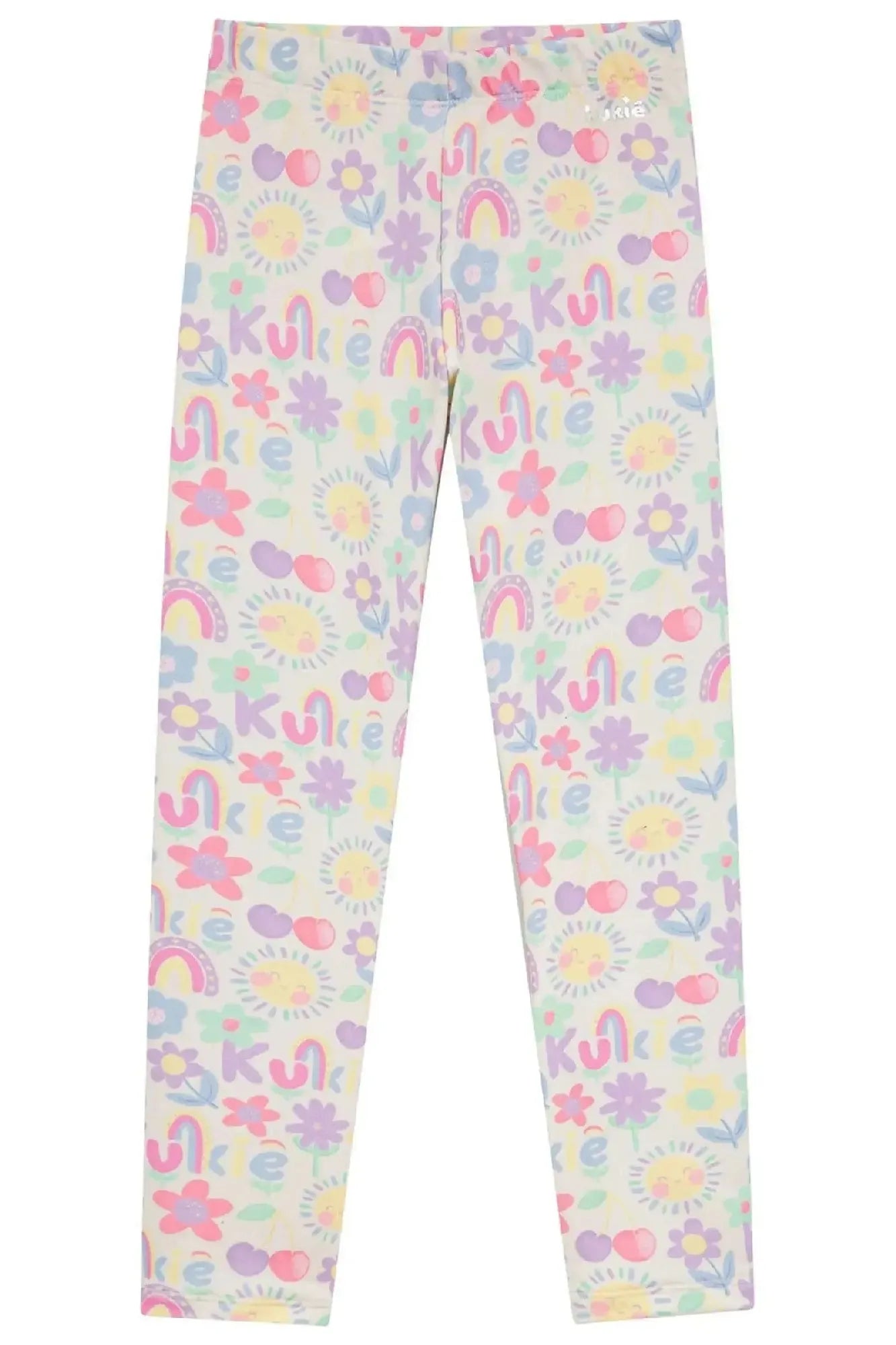 Calça Legging Infantil Kukiê Off White Verão Flores