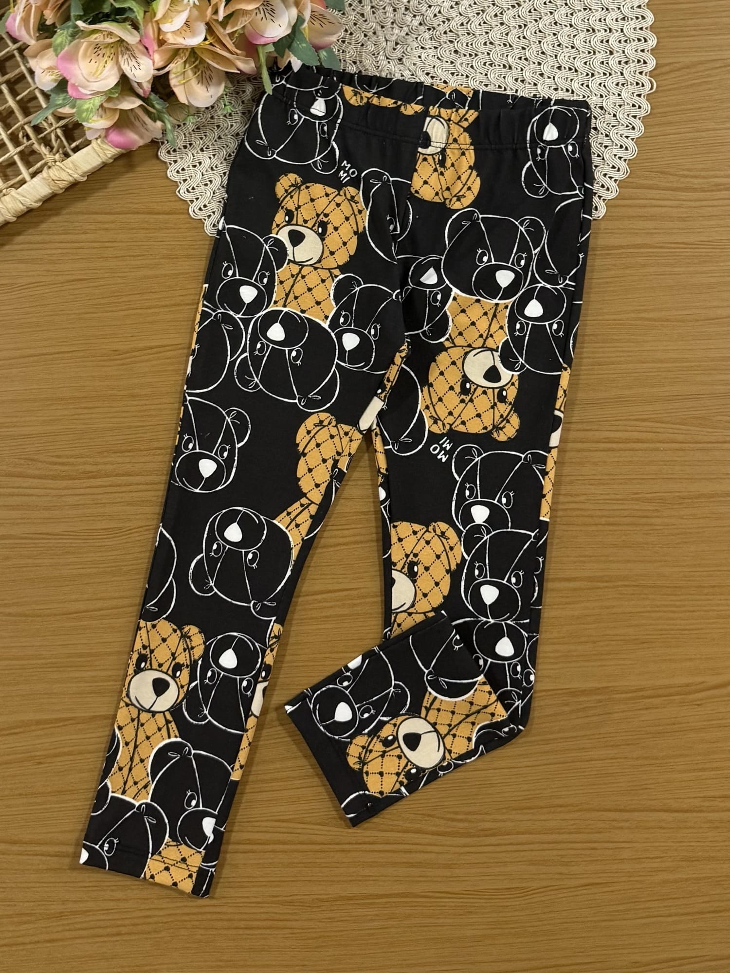 Conjunto Infantil Momi Inverno com Calça Prata e Moletom sem Flanela Branco Cute Bear
