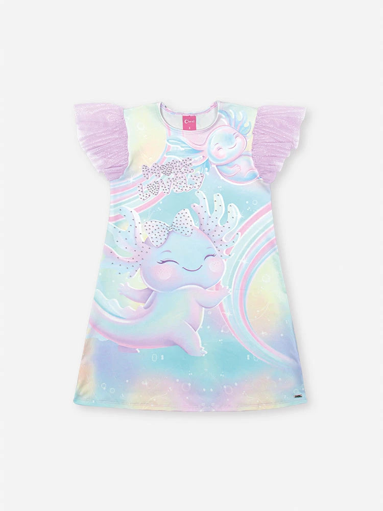Vestido Infantil Cinti Verão Colorido Axolote More Love