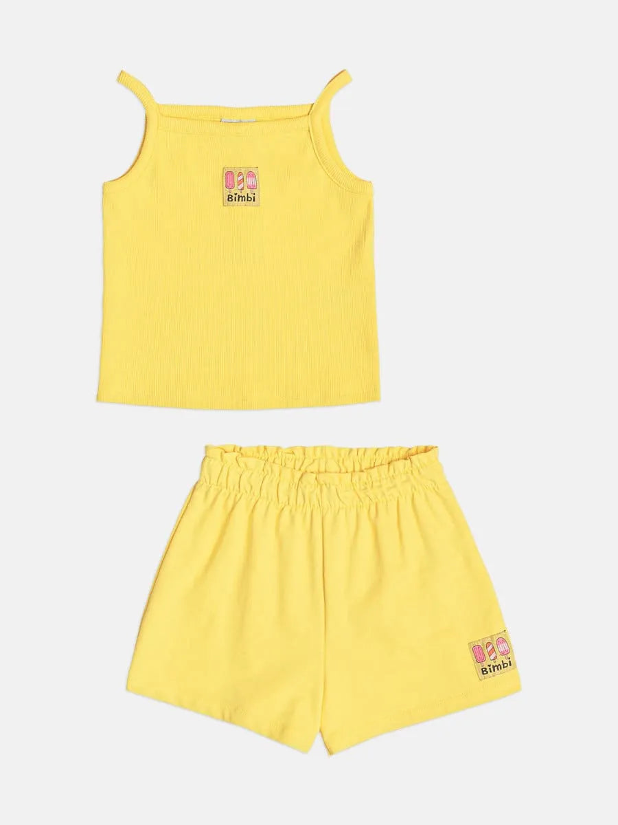 Conjunto Infantil Menina Bimbi com Shorts e Blusa Amarela