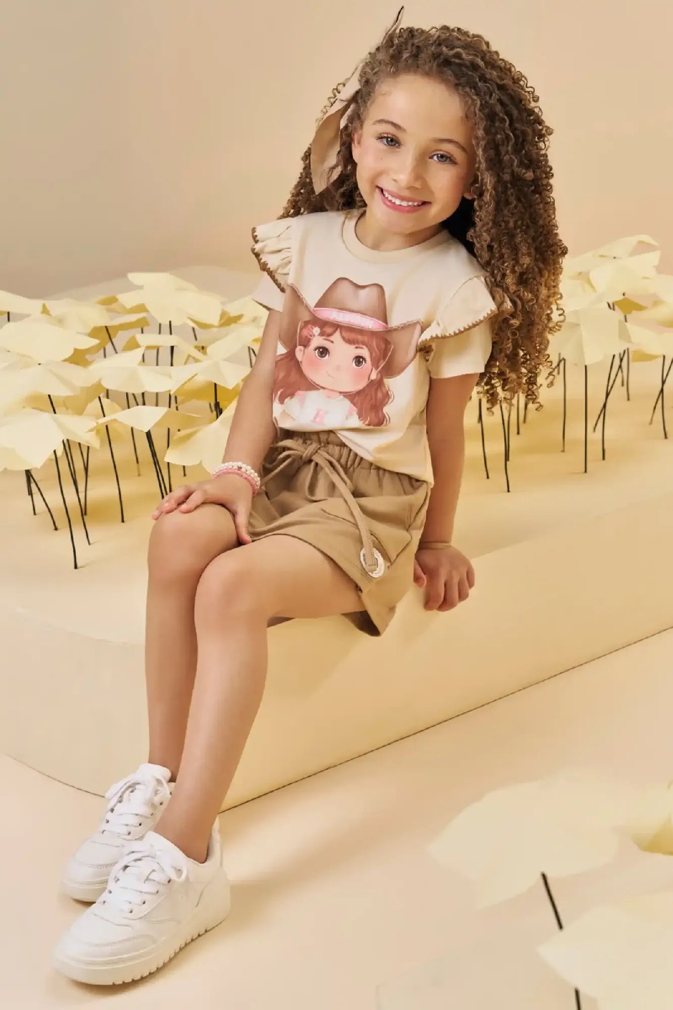 Conjunto Infantil Menina Kukiê com Short-Saia e Blusa Menina Boiadeira