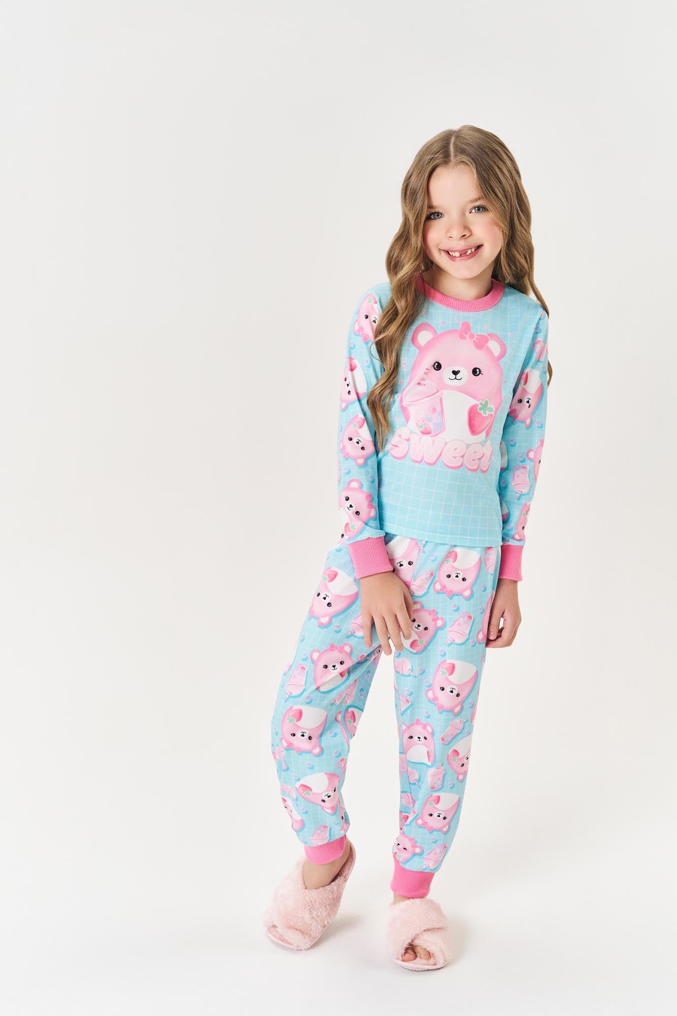 Pijama Infantil Cinti Inverno Calça e Blusa Azul Sweet
