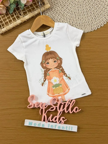 Blusa Infantil Menina Kukiê Branca Menina Florista