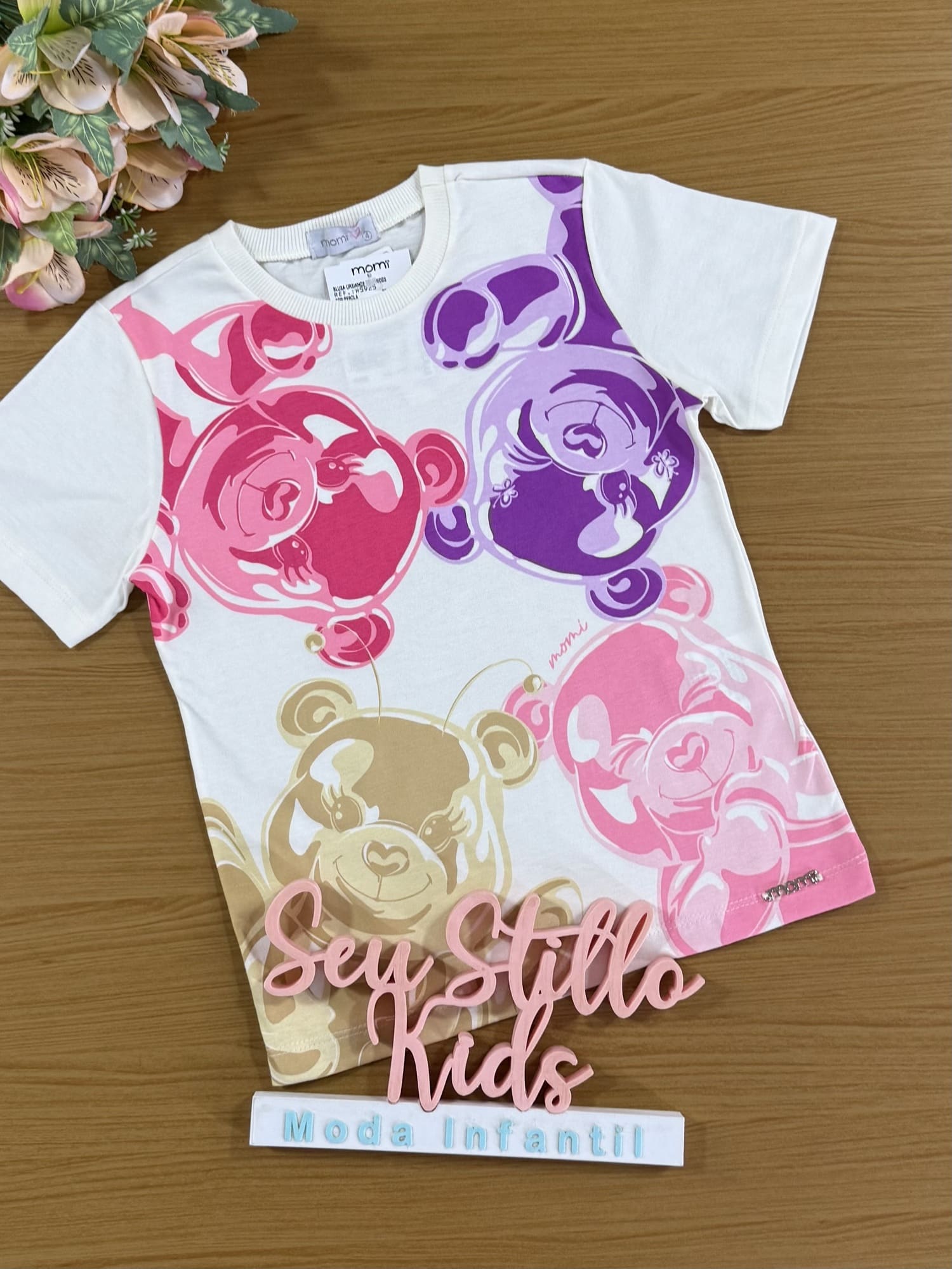Blusa Infantil Momi Inverno Manga Longa Off White Ursinhos