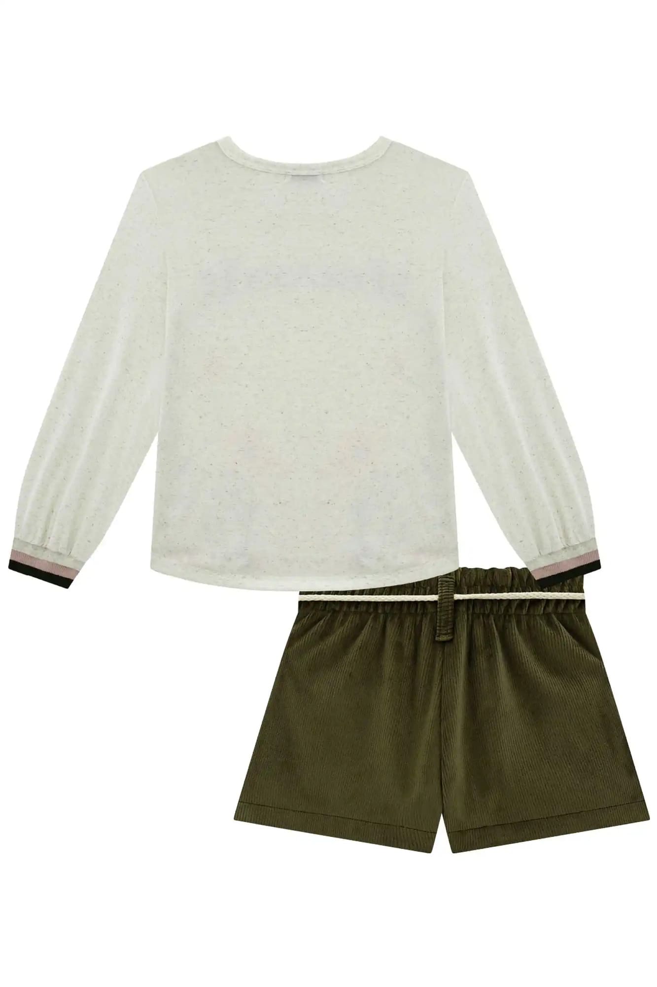 Conjunto Infantil Kukiê Inverno com Shorts Verde e Blusa Manga Longa Alecrim