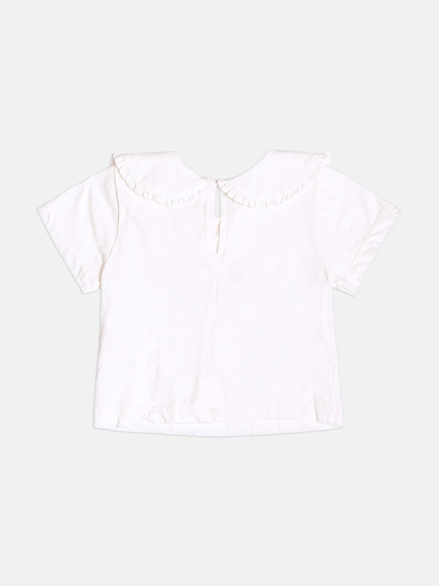 Blusa Infantil Momi Inverno Manga Curta Branca Cerejinha
