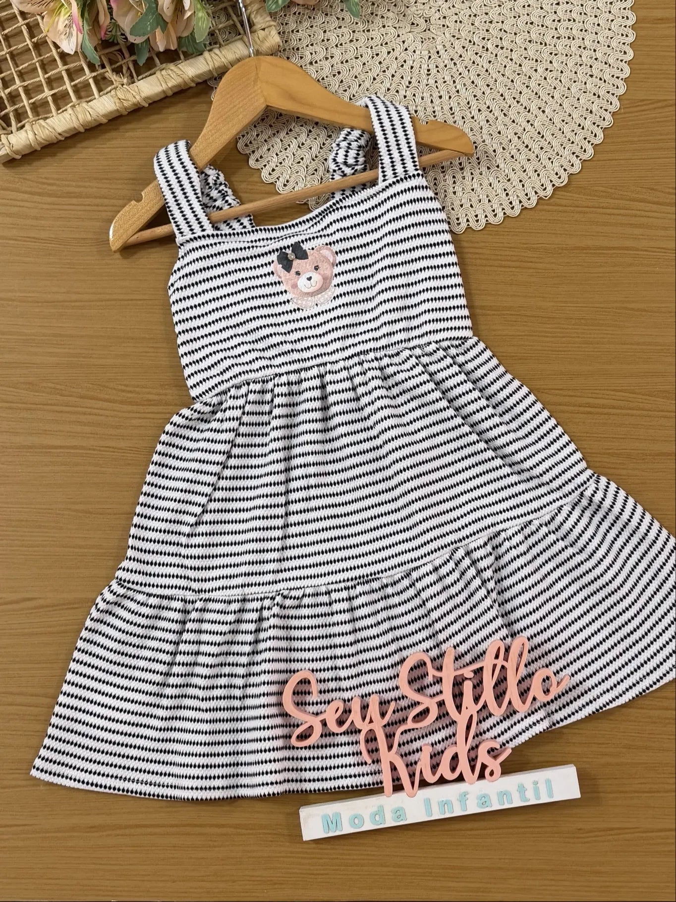 Vestido Infantil Kukie Com Alça Ursinha Teddy