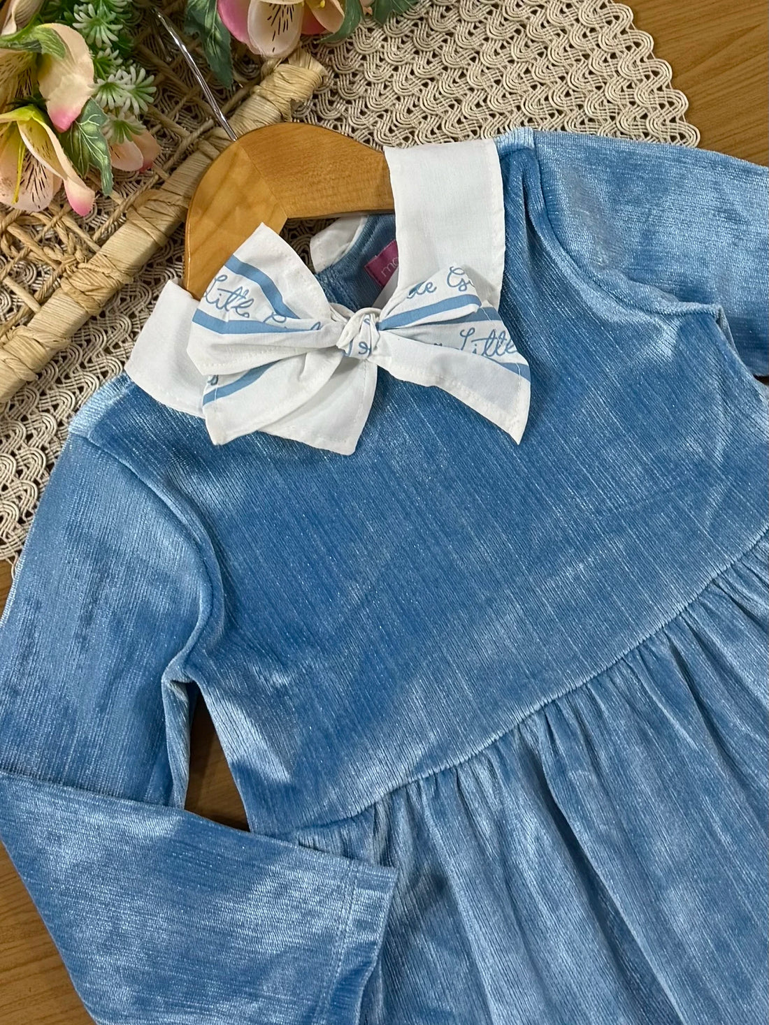 Vestido Infantil Momi Inverno Azul com Brilho