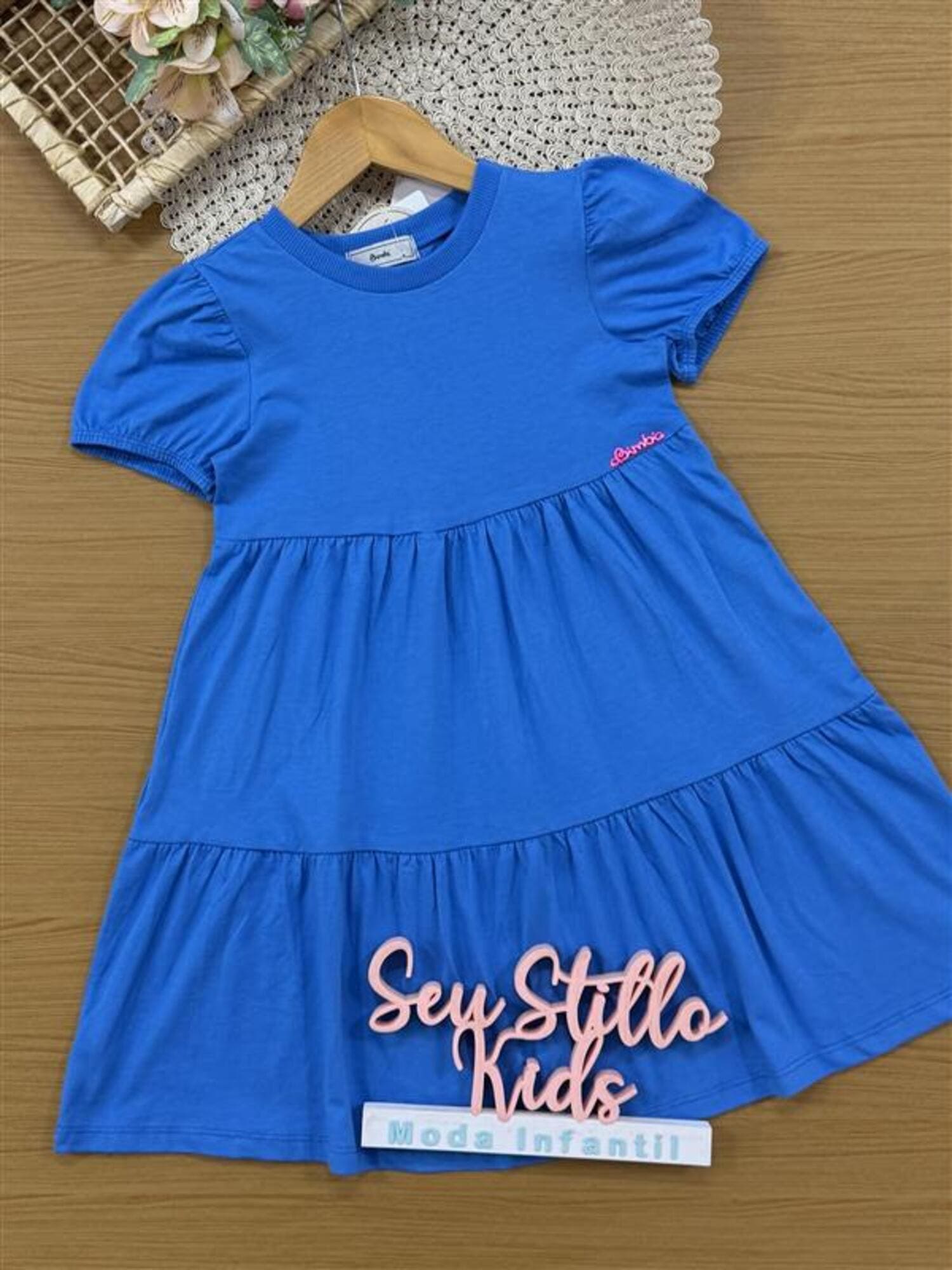 Vestido Infantil Bimbi Verão Azul