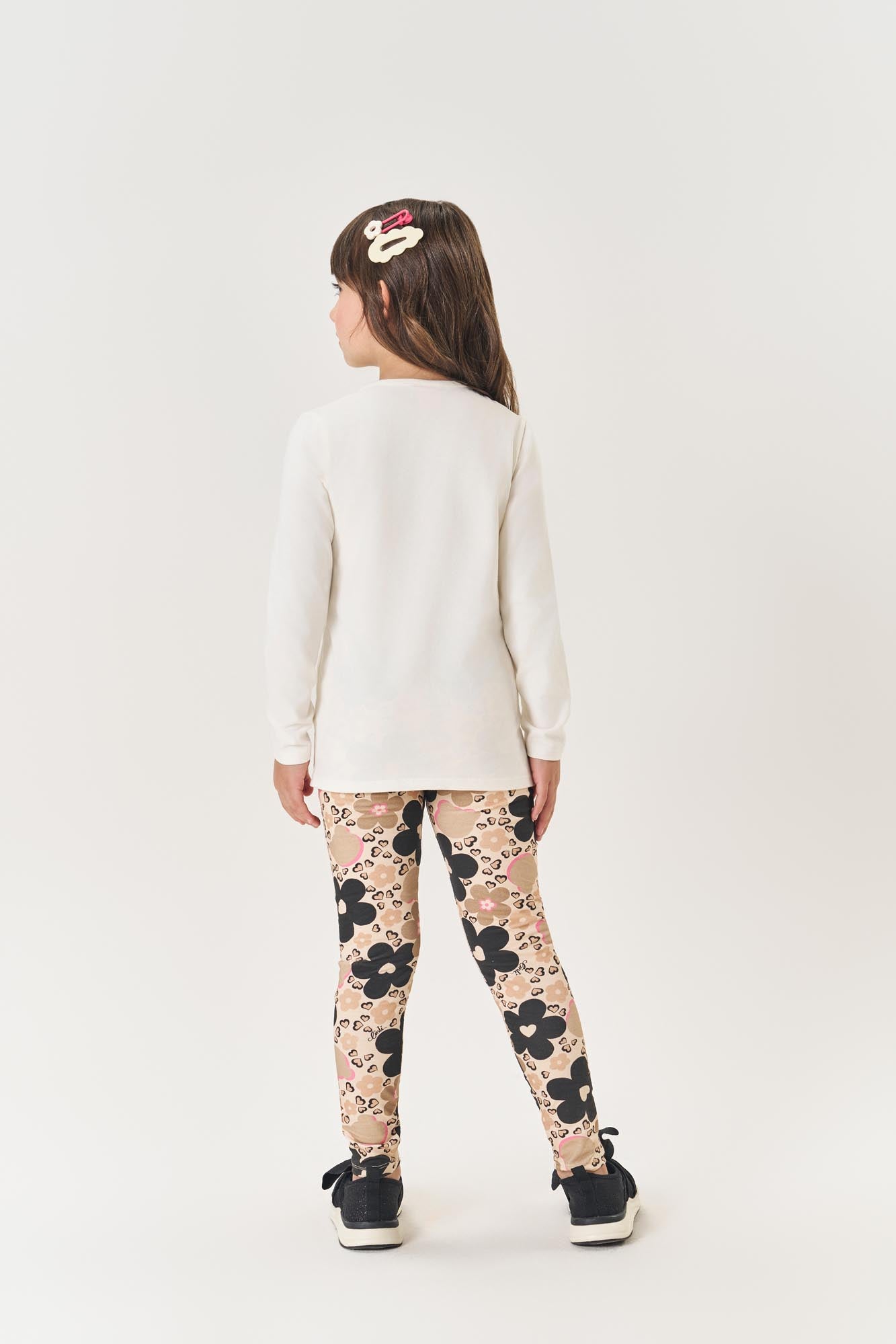 Conjunto Infantil Cinti Inverno Legging e Blusa Manga Longa Branca Floral
