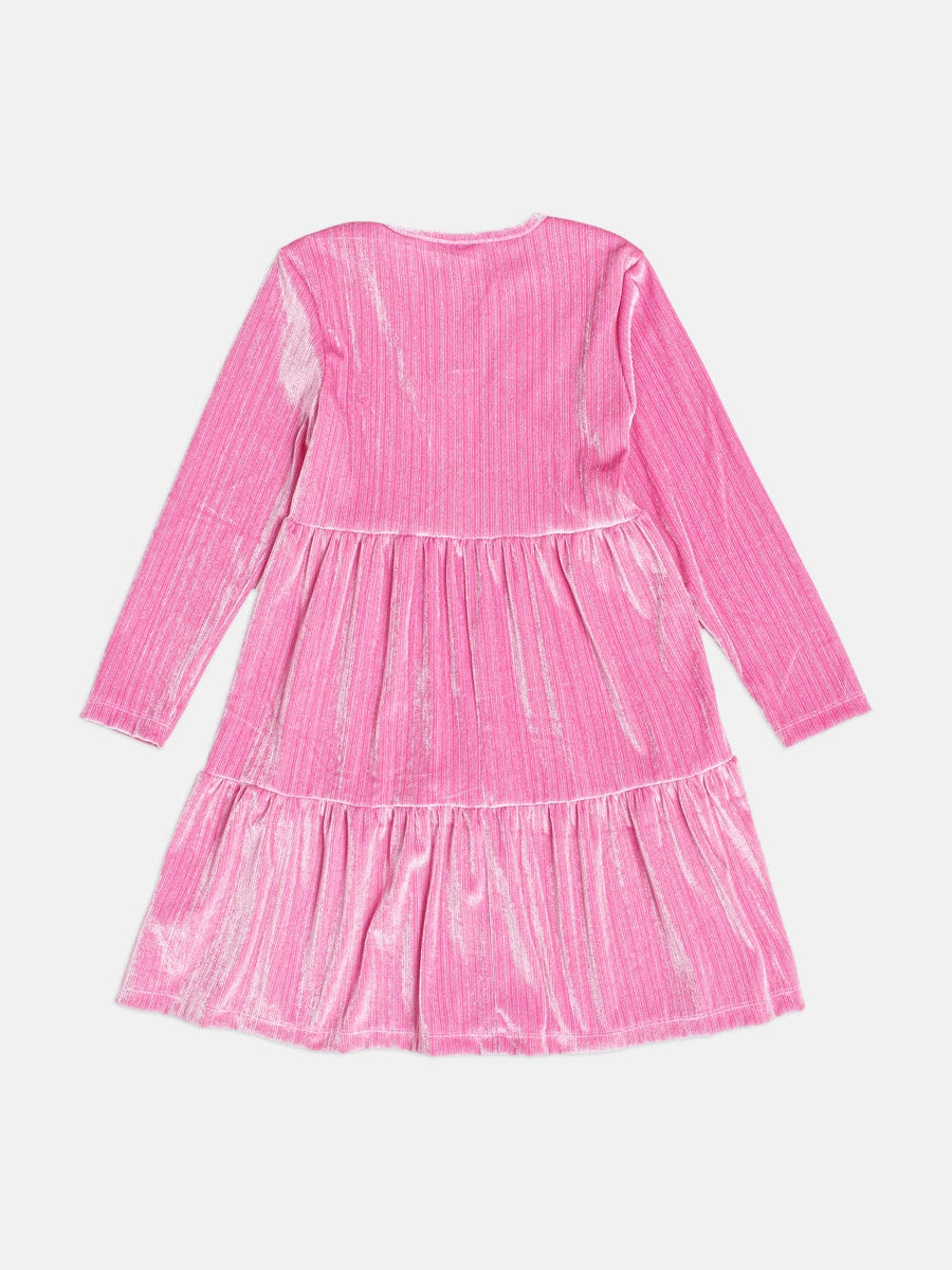 Vestido Infantil Momi Inverno Rosa Lacinho com Bordado