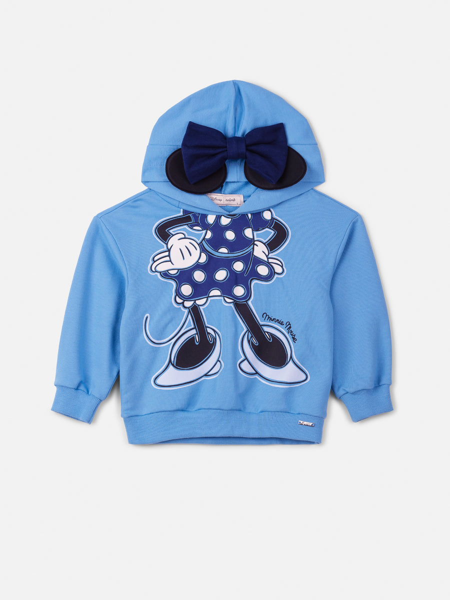 Moletom Infantil Animê Inverno sem Flanela Azul Minnie com Lacinho Disney