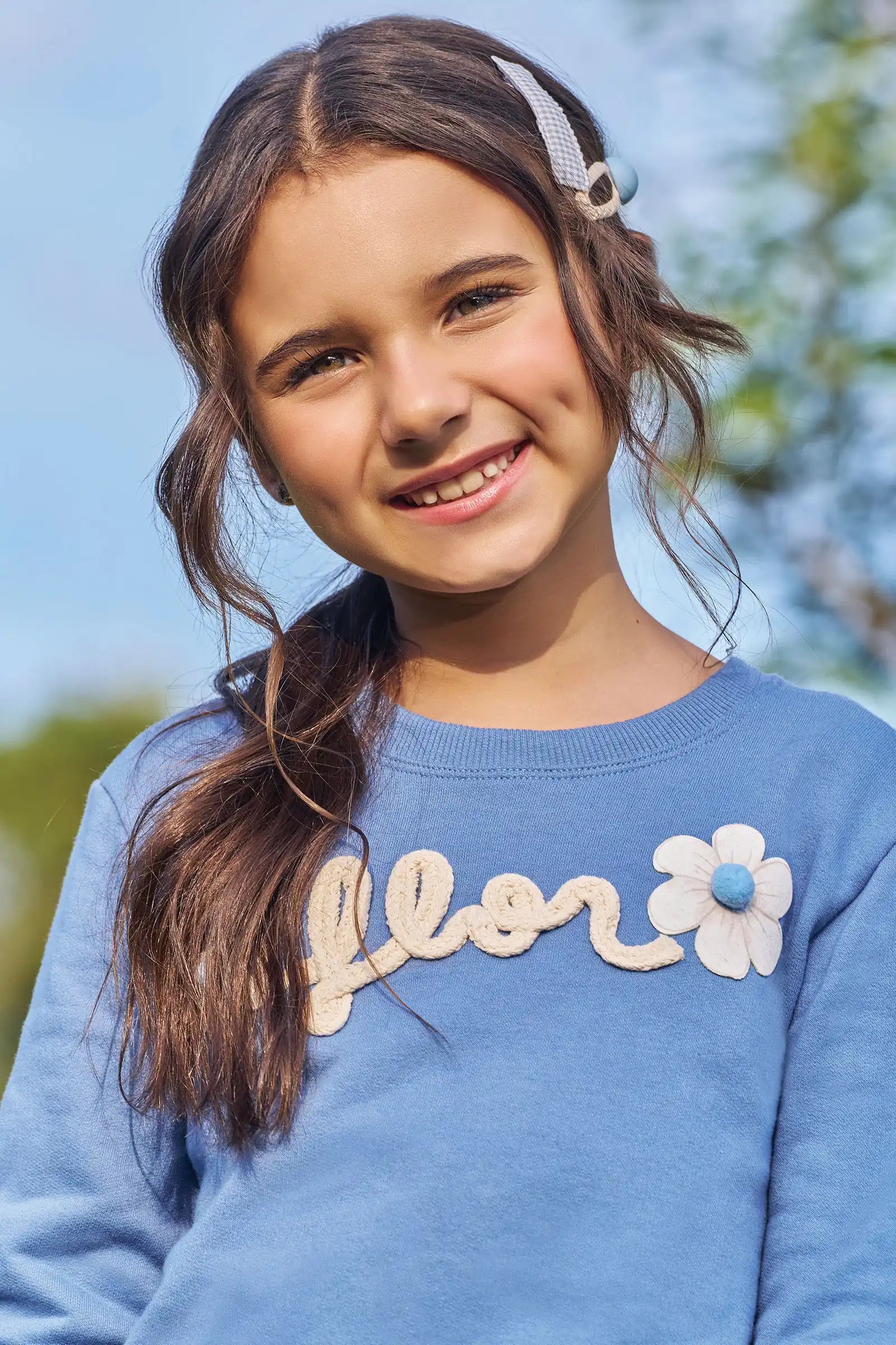 Conjunto Infantil Kukiê Inverno com Calça Legging Térmica e Moletom Flanelado Azul Flor
