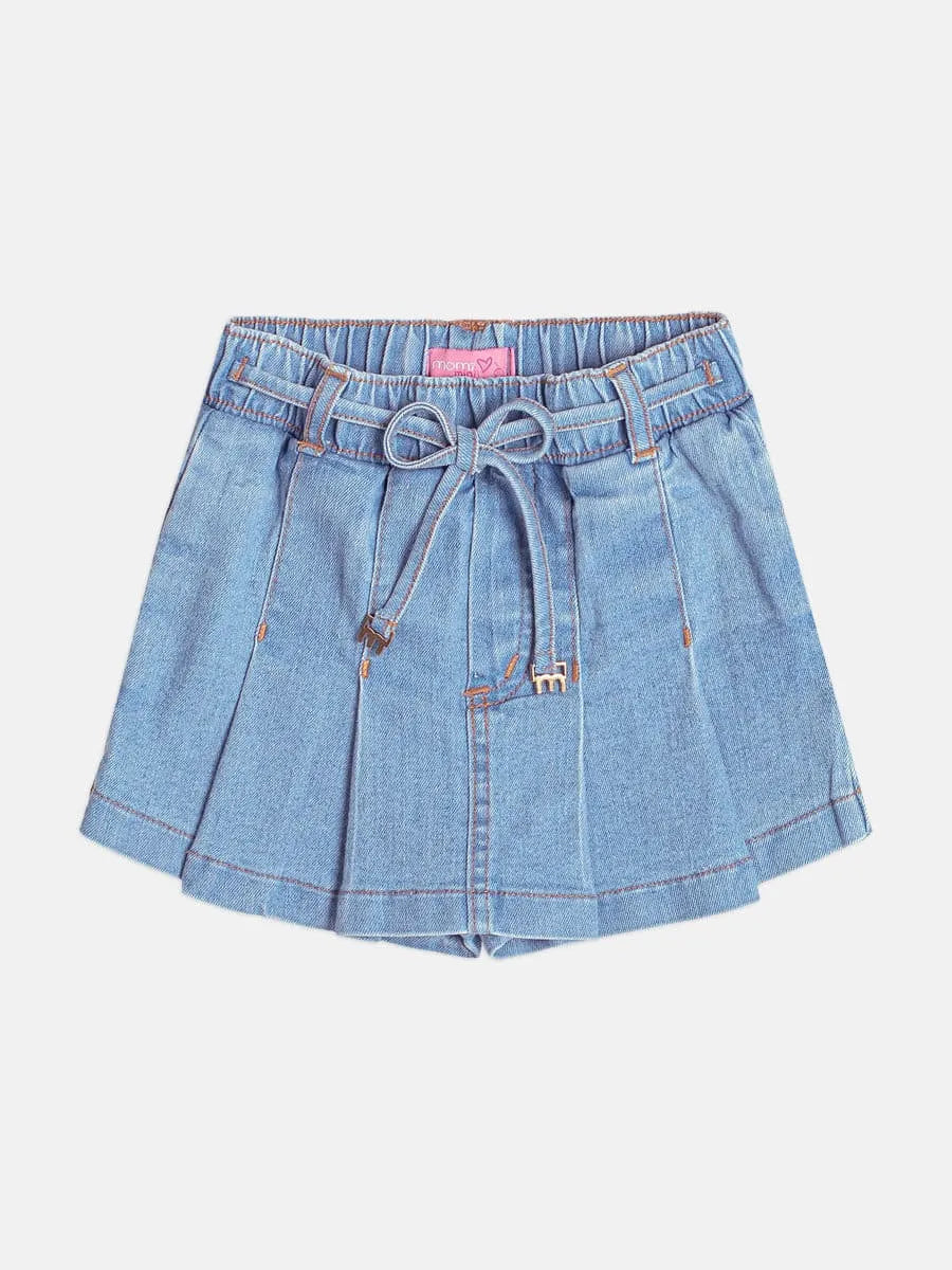 Shorts Saia Menina Momi Azul Sarja