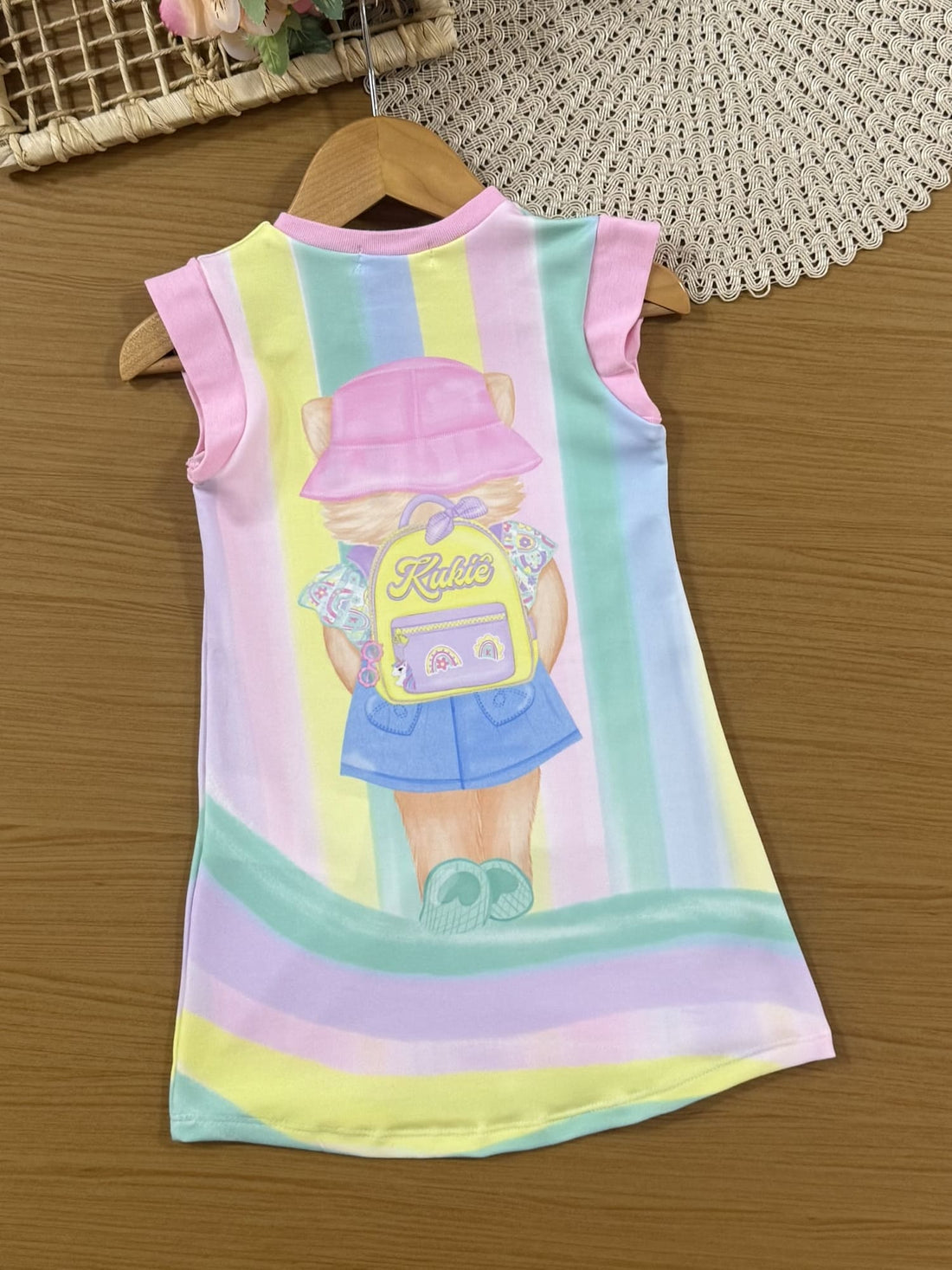 Vestido Infantil Kukiê Verão Colorido Gatinha
