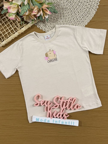 Blusa Infantil Brandili Bege Capivara Love