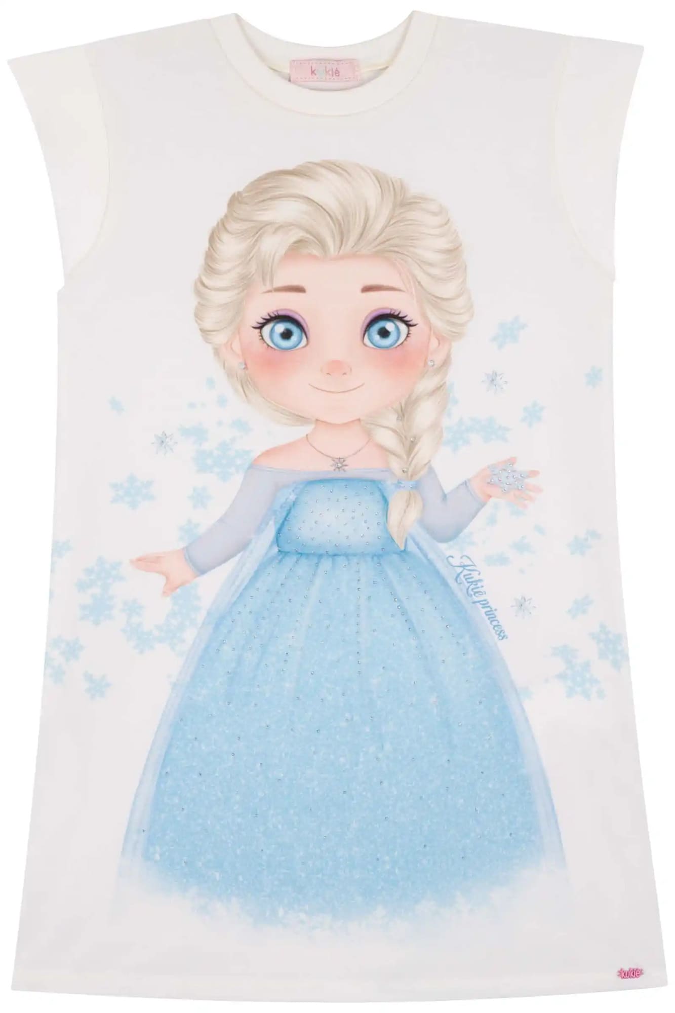 Vestido Infantil Kukiê Verão Branco Princesa Elsa Frozen