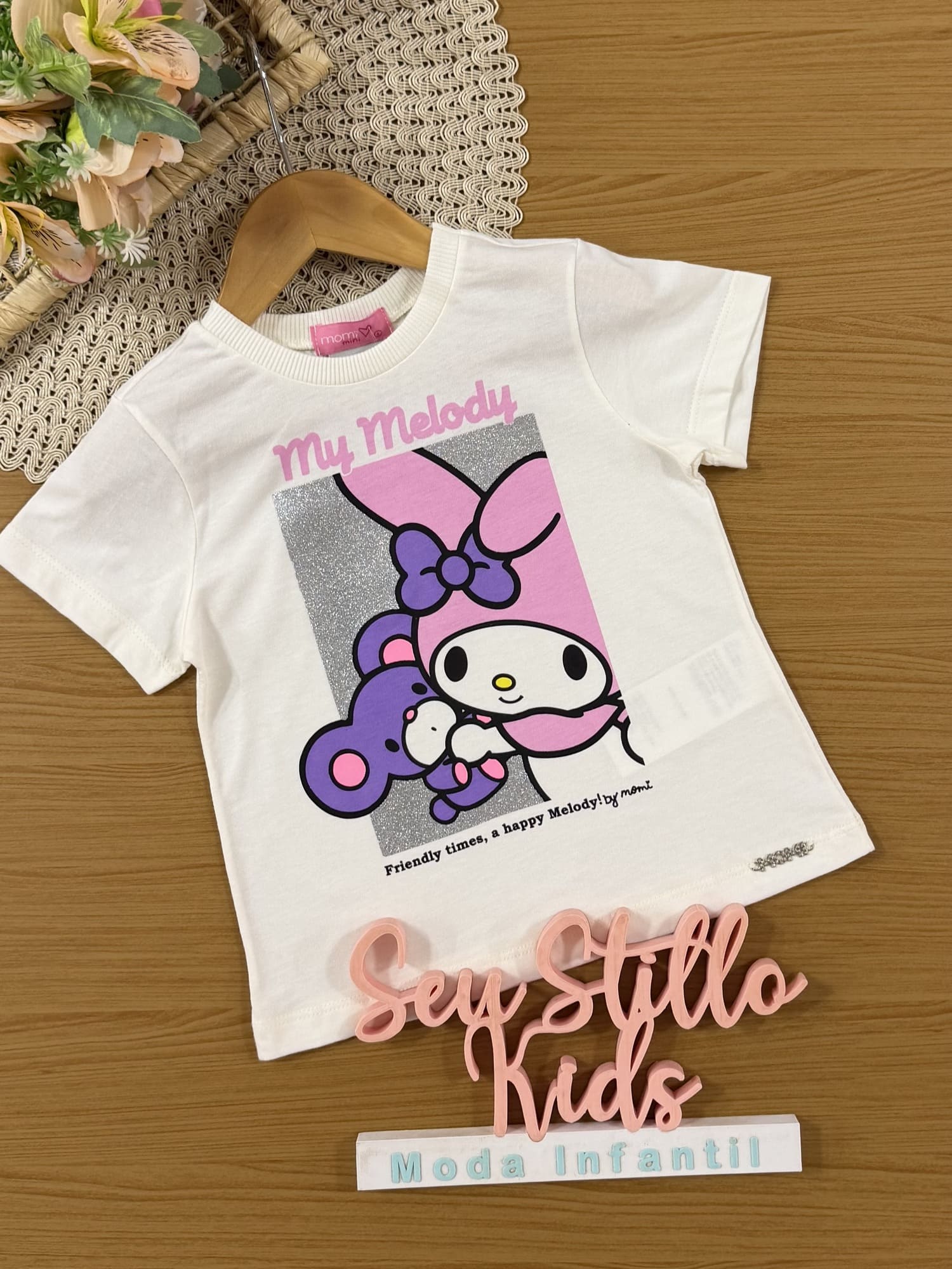 Blusa Infantil Momi Inverno Manga Curta Branca My Melody