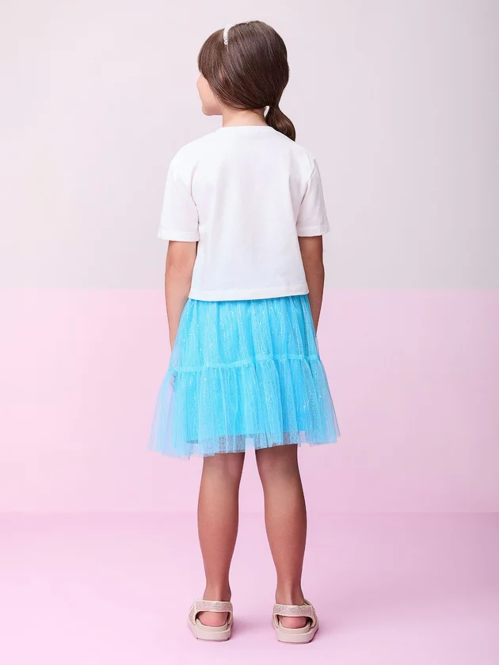Conjunto Infantil Momi Verão Saia Tule e Blusa Pequena Sereia Azul