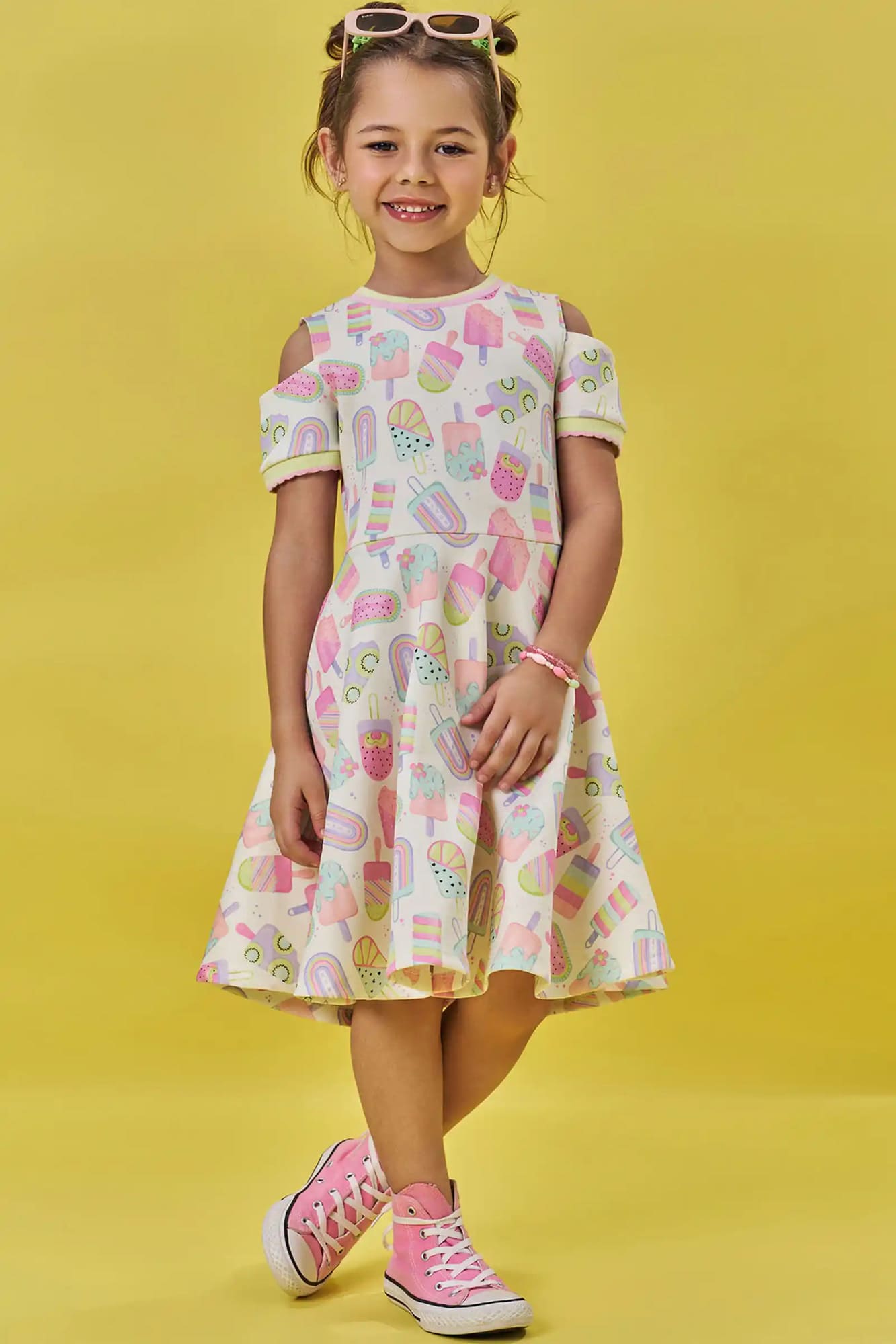 Vestido Infantil Kukiê Verão Verde Claro Picolés