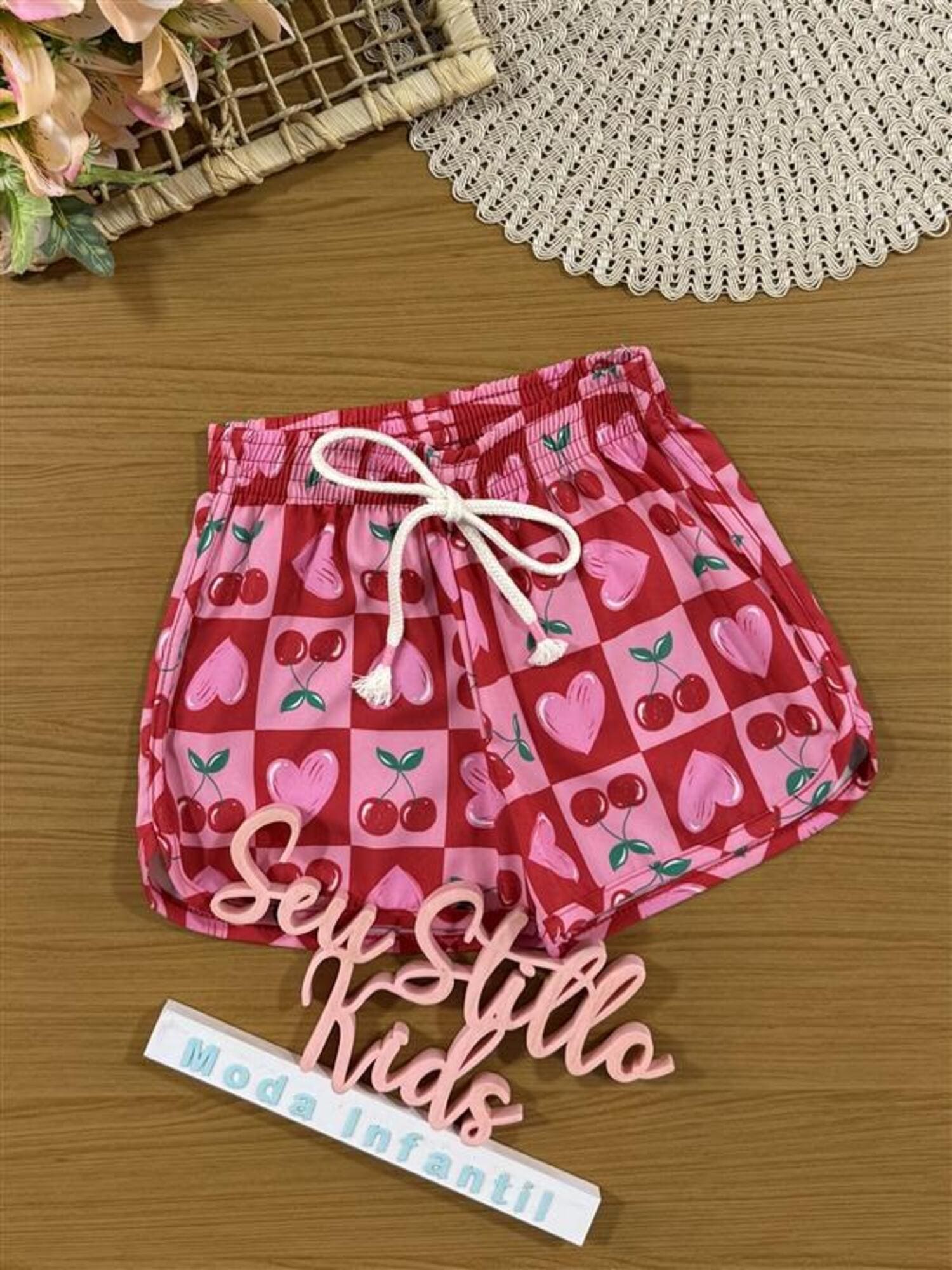 Shorts Infantil Cinti Verão Vermelho Cereja