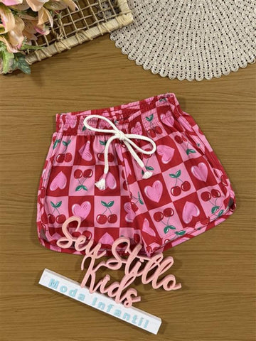 Shorts Infantil Cinti Verão Vermelho Cereja