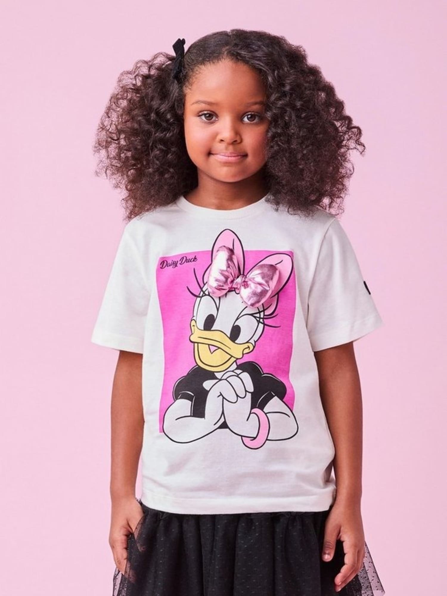 Blusa Infantil Momi Inverno Manga Curta Branca Daisy com Laço Disney